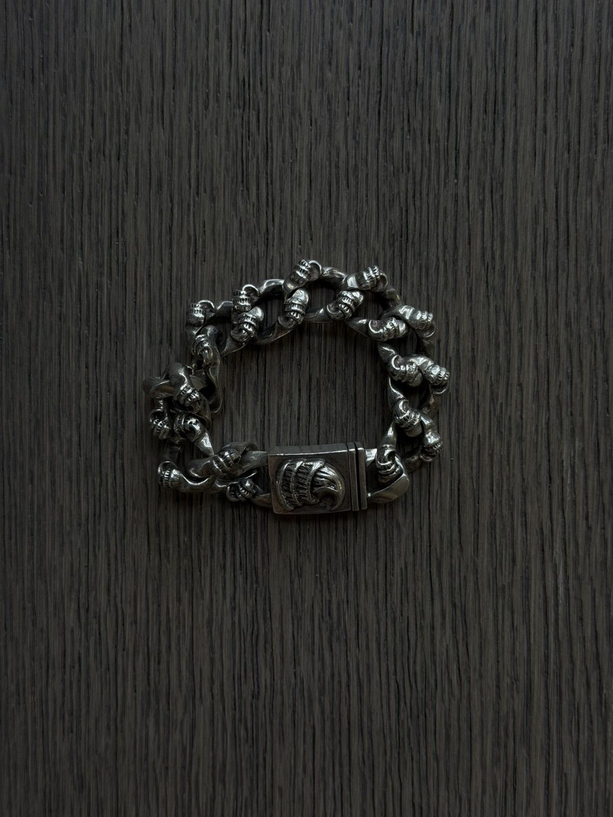 Chrome Hearts 8" - Chrome Hearts Horn Fancy Link Silver Cuban Bracelet Size ONE SIZE - 1 Thumbnail