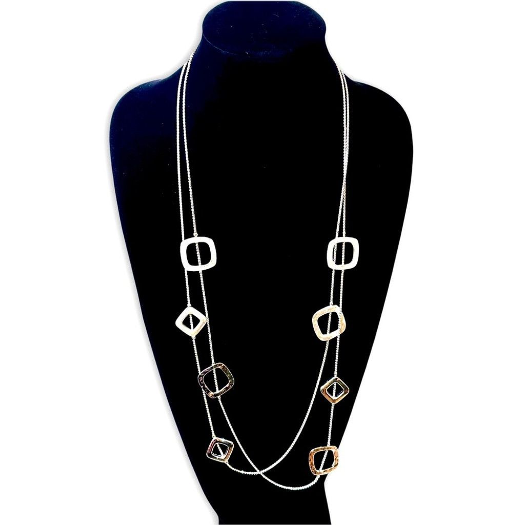 Chicos CHICO’s | NWT Silver Square Station Double Strand Necklace Size ONE SIZE - 4 Thumbnail