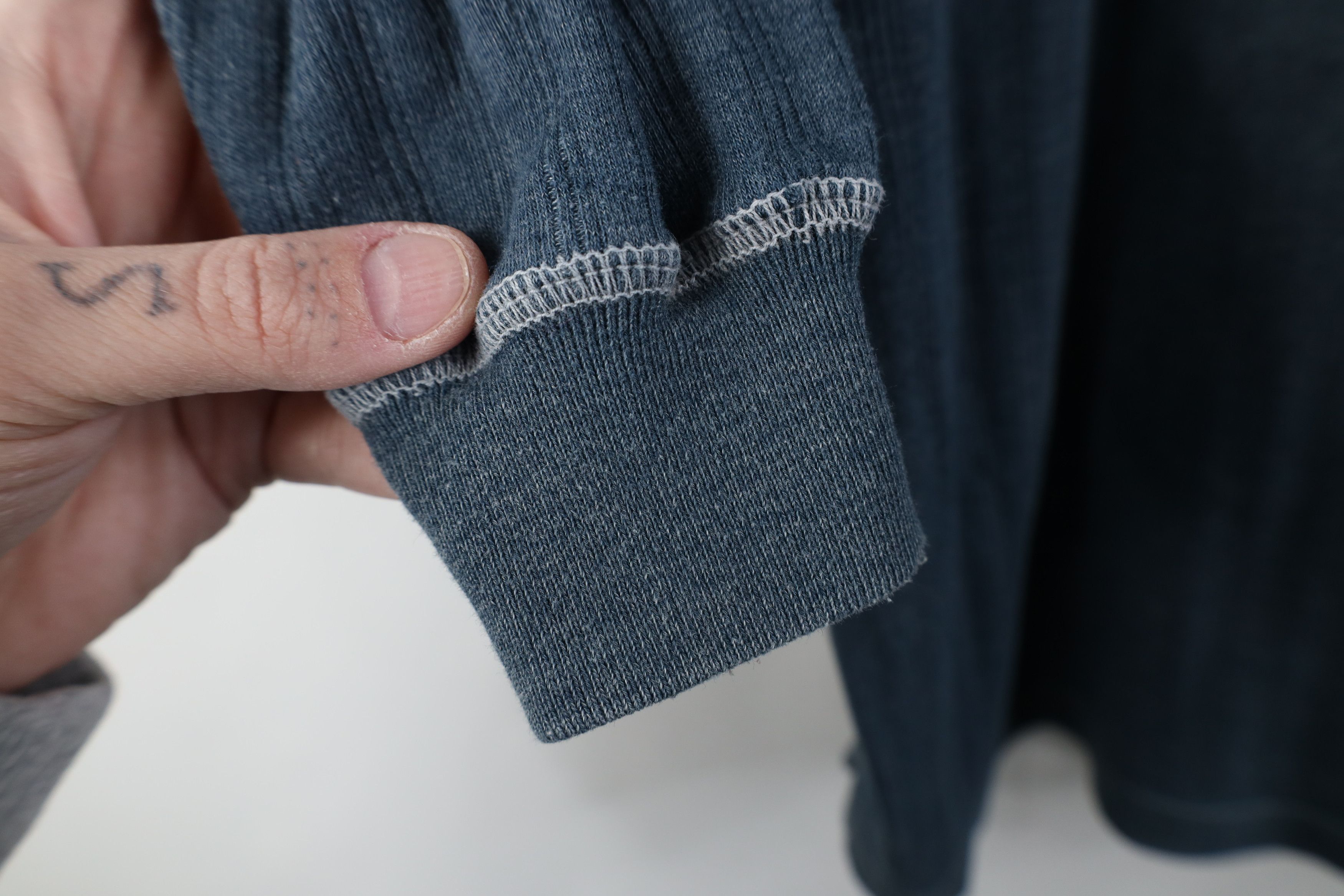 Vintage Vintage 90s Streetwear Blank Ribbed Knit Henley T-Shirt Size US L / EU 52-54 / 3 - 9 Thumbnail
