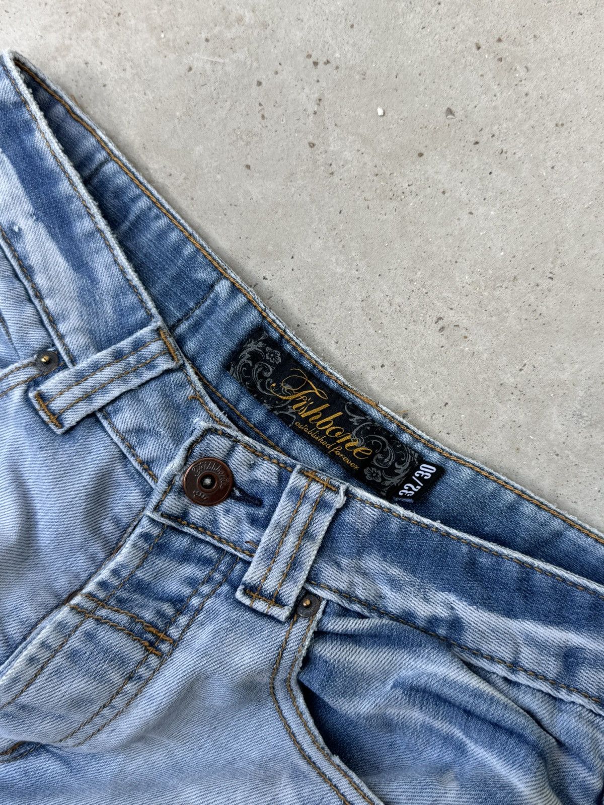 Vintage fishbone double knee flare