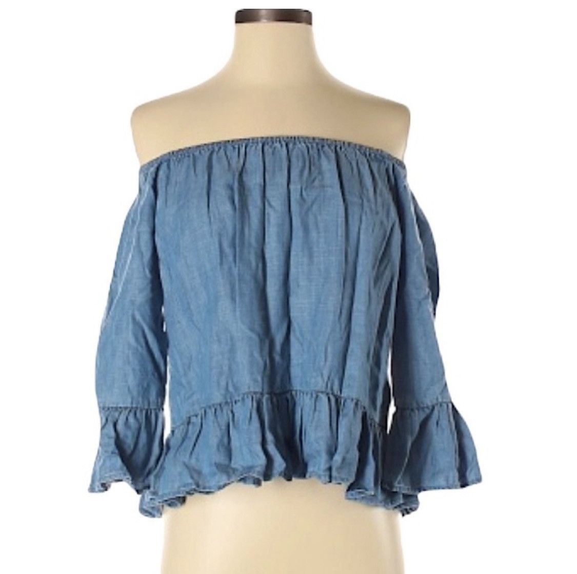 Gianni Valentino GIANNI BINI HERITAGE WASH DENIM OFF SHOULDER BELL SLEEVE TOP Size XS / US 0-2 / IT 36-38 - 1 Thumbnail