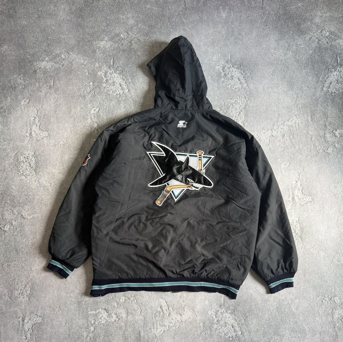 Starter Starter XL San Jose Sharks 🦈 NHL vintage bomber jacket zip Size US XL / EU 56 / 4 - 5 Thumbnail