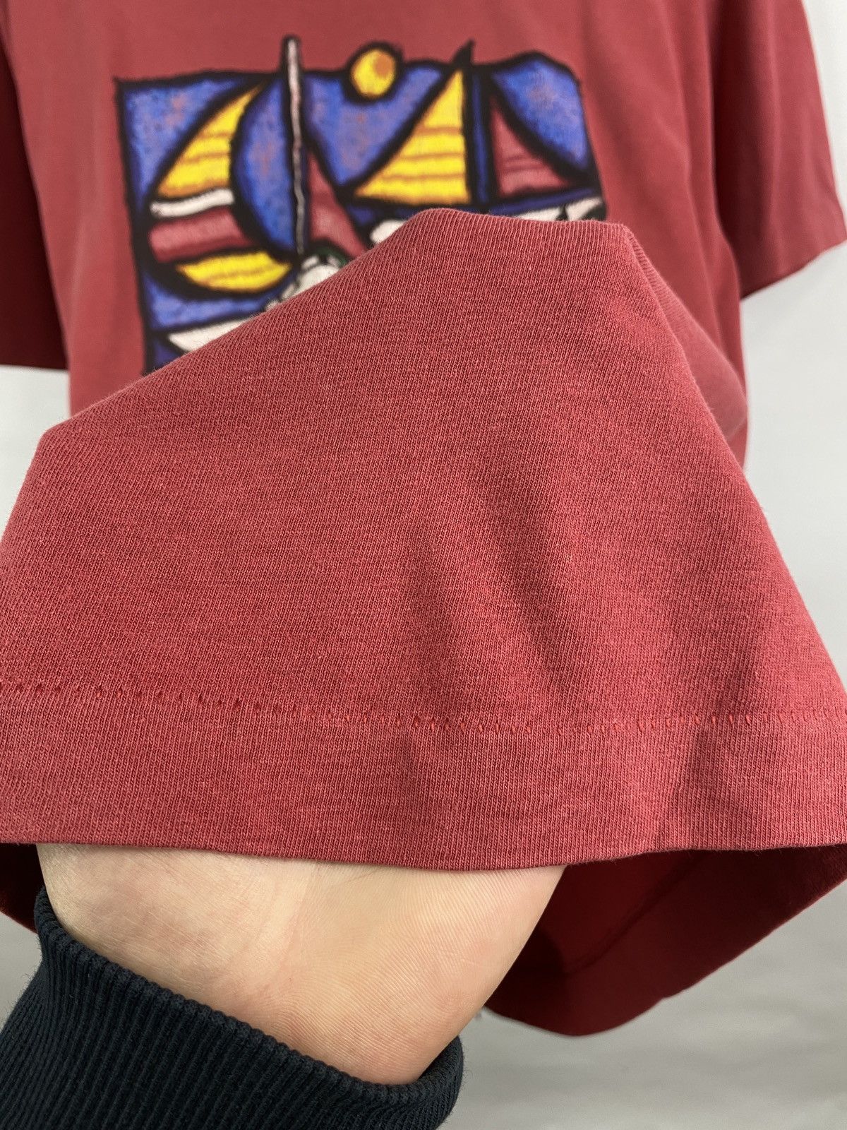Fruit Of The Loom 🇺🇸 Vintage 80s Asymmetric Art Newton Abbot T-Shirt Picasso Size US L / EU 52-54 / 3 - 6 Thumbnail