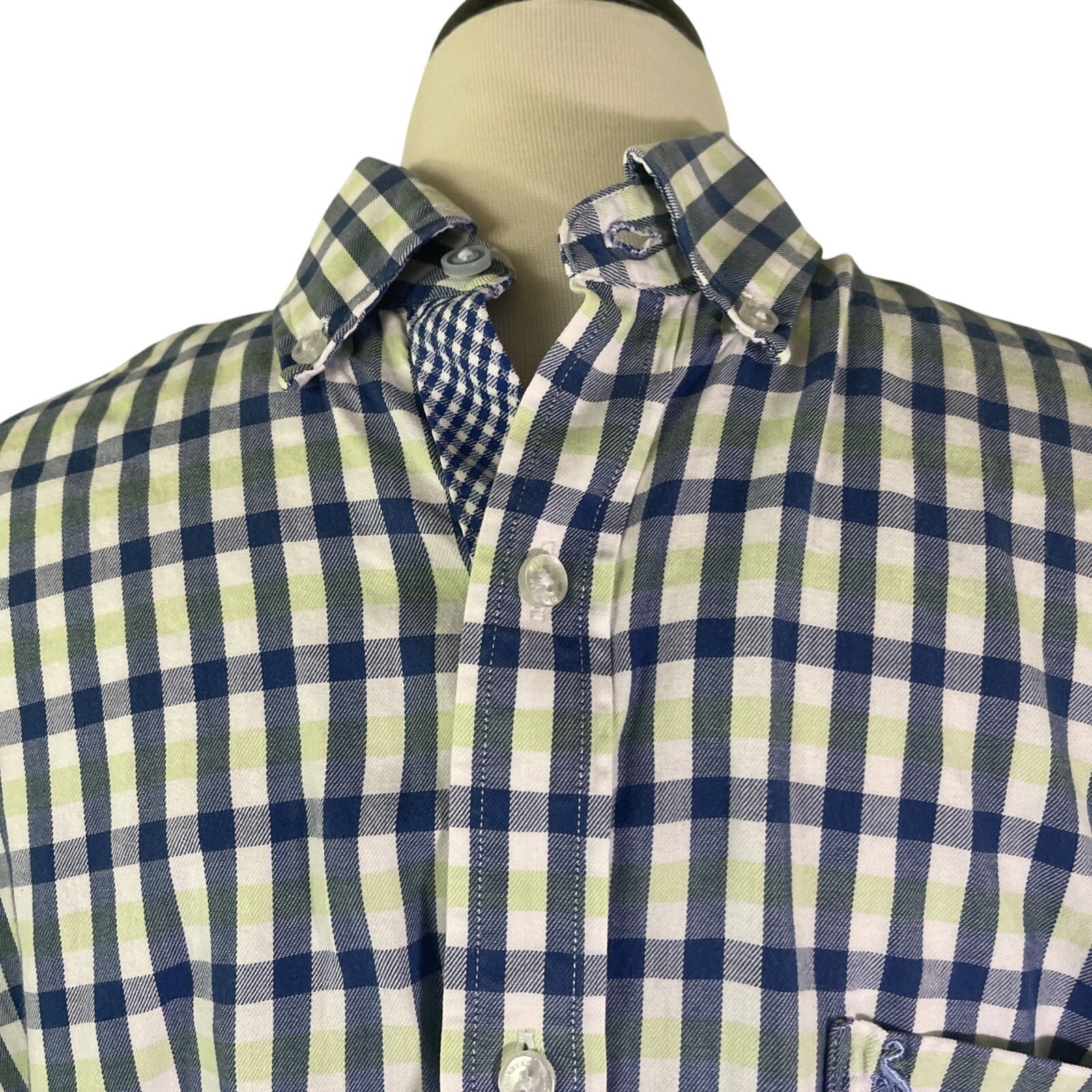 Tailorbyrd Tailorbyrd Men's Large Blue Check Button Down L/S Shirt Size US L / EU 52-54 / 3 - 2 Thumbnail
