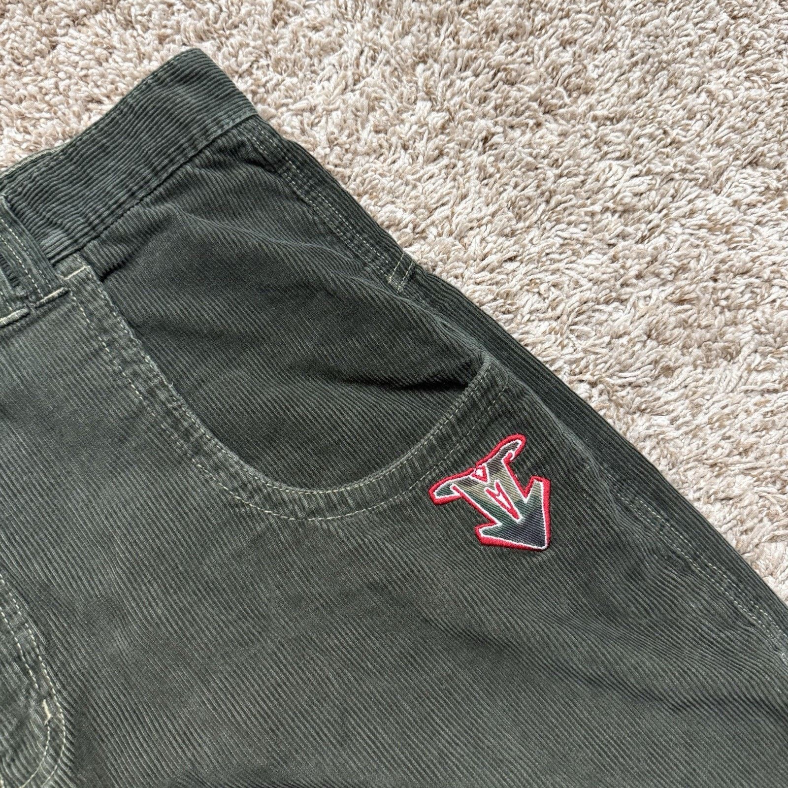 Vintage Vintage 90s MacGear Green Wide Leg Baggy Corduroy Rave Pants Size US 35 - 7 Thumbnail
