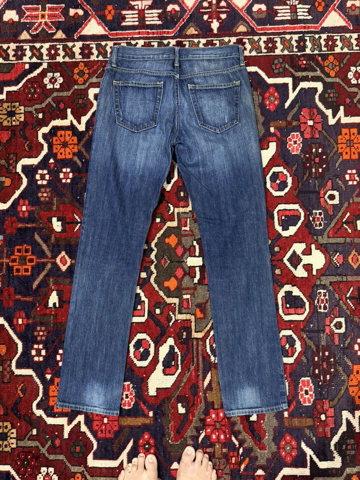 Old Navy Old Navy Slim Jean Dark Vintage Wash Distressed Jeans Size US 32 / EU 48 - 8 Thumbnail