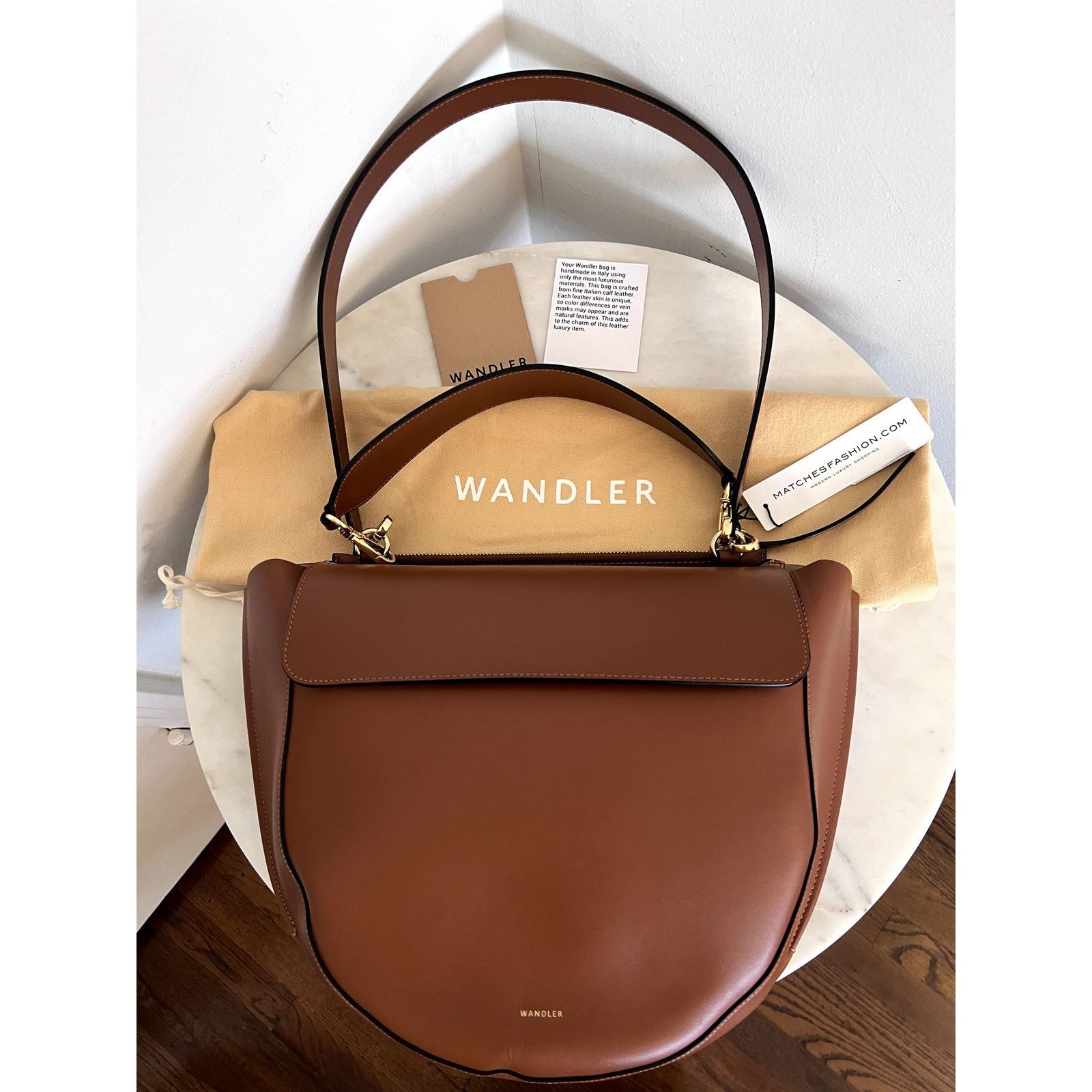 Wandler Wandler Hortensia Medium Shoulder Bag Tan LEATHER LINED Size ONE SIZE - 1 Thumbnail