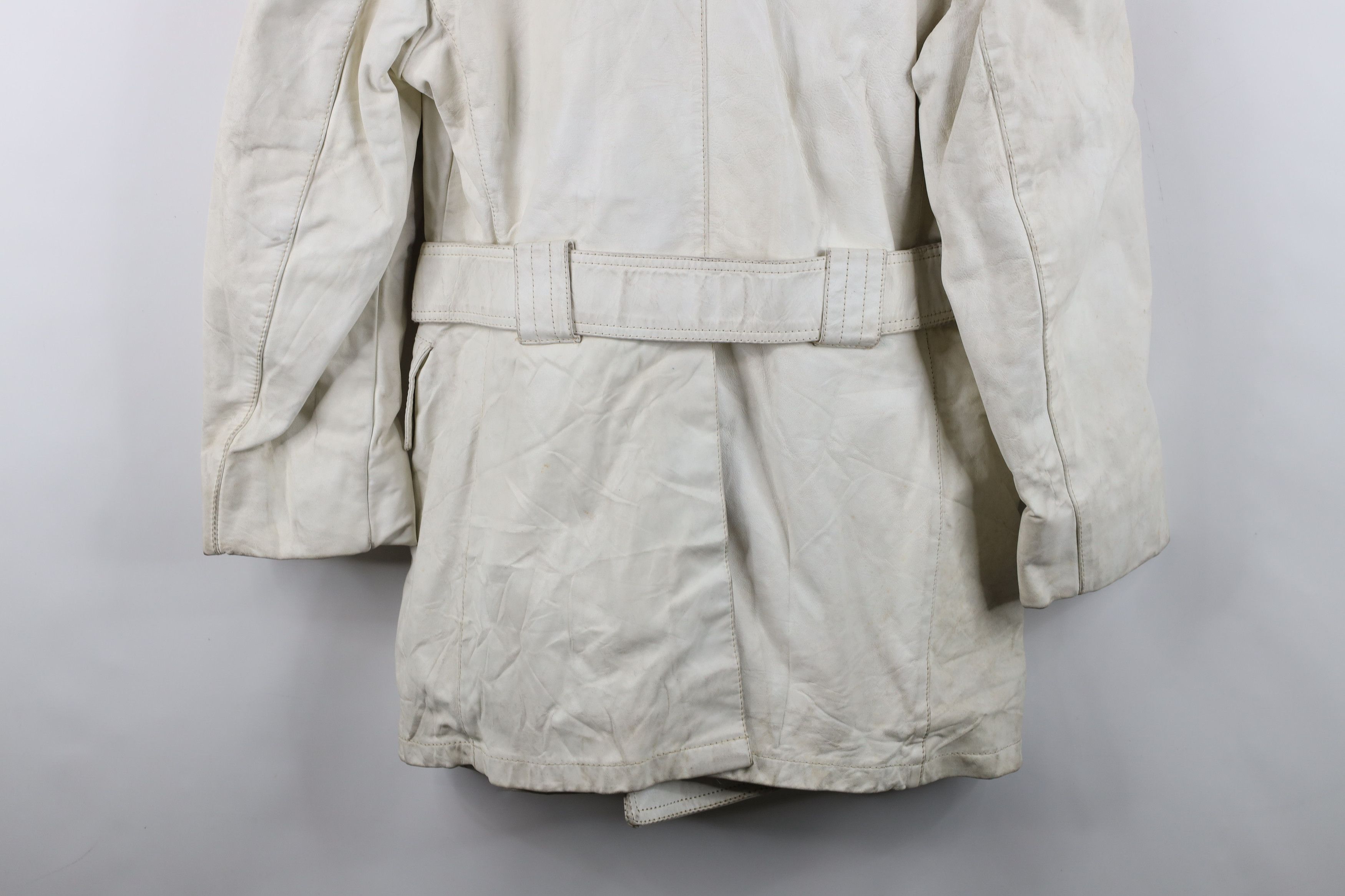 Vintage Vintage 70s Streetwear Leather Trench Coat Jacket White Size US L / EU 52-54 / 3 - 16 Thumbnail