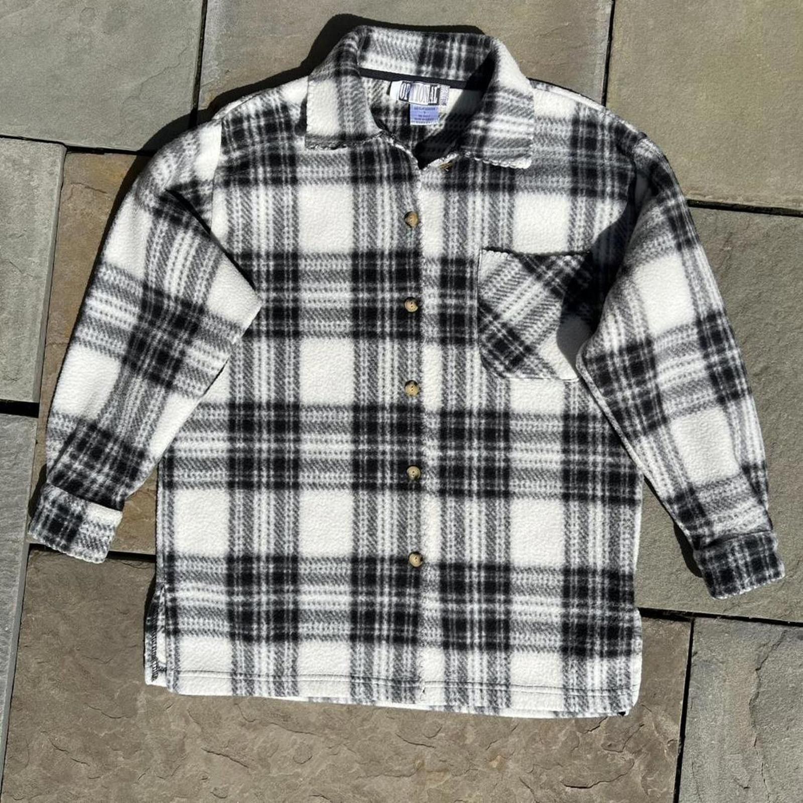 Vintage Vintage 90s Fleece Houndstooth Plaid Button Down Flannel Size US S / EU 44-46 / 1 - 1 Thumbnail