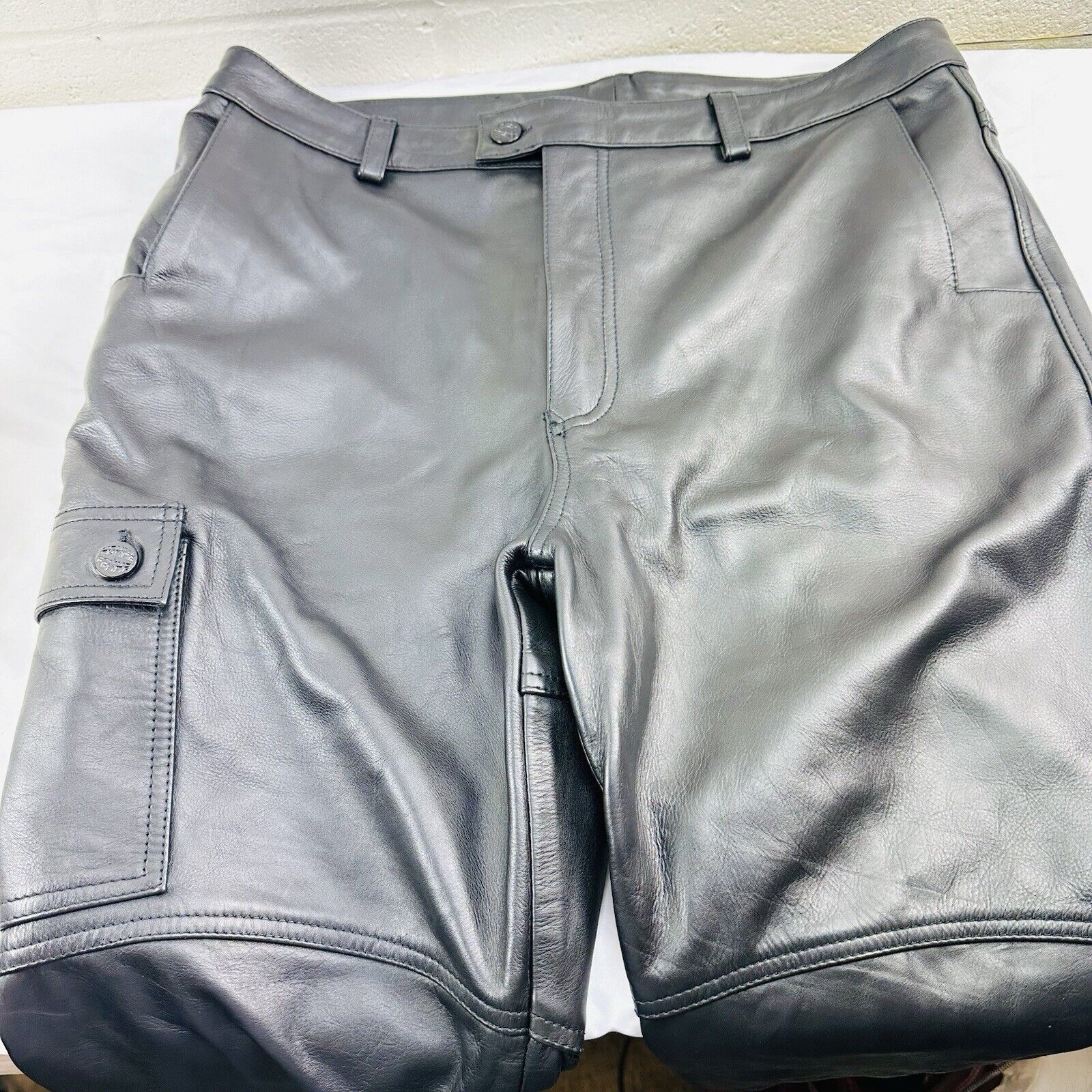 Homme + Femme La HOMME + FEMME LEATHER PANTS NEW SZ 36x32, New Without Tags Size US 36 / EU 52 - 2 Thumbnail