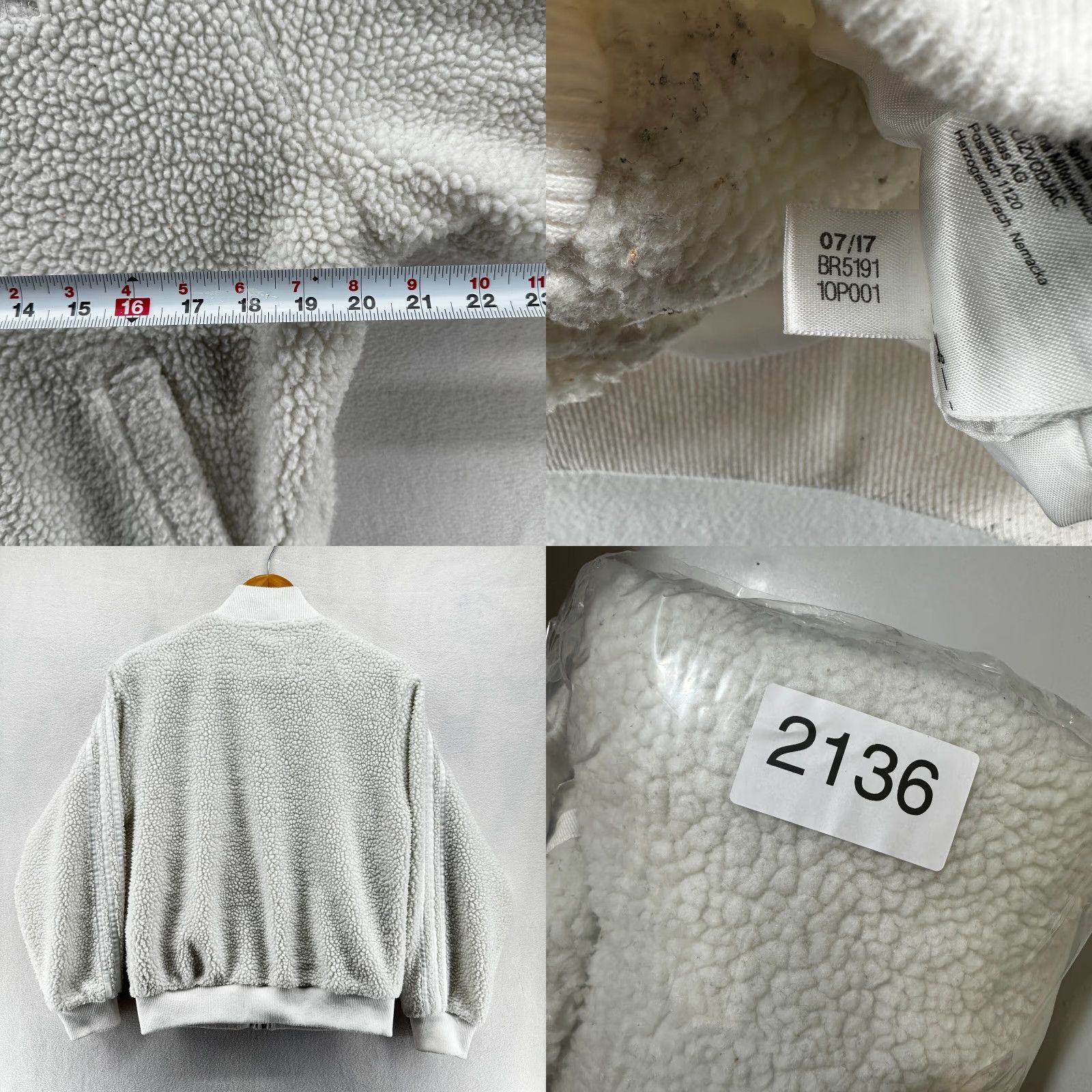 Adidas Adidas Original Bomber Jacket White Womens S Sherpa Long Sleeve Full Zip Jacket Size S / US 4 / IT 40 - 8 Thumbnail