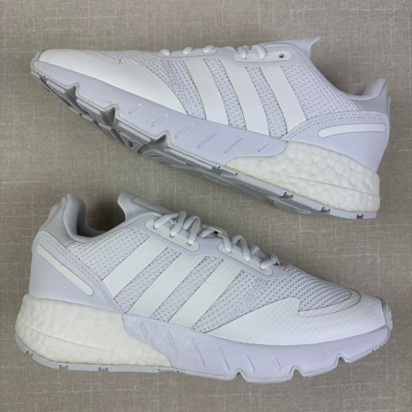 Adidas 🐇 2021 adidas ZX 1K Boost “Triple White” 7W Size US 7 / IT 37 - 2 Thumbnail