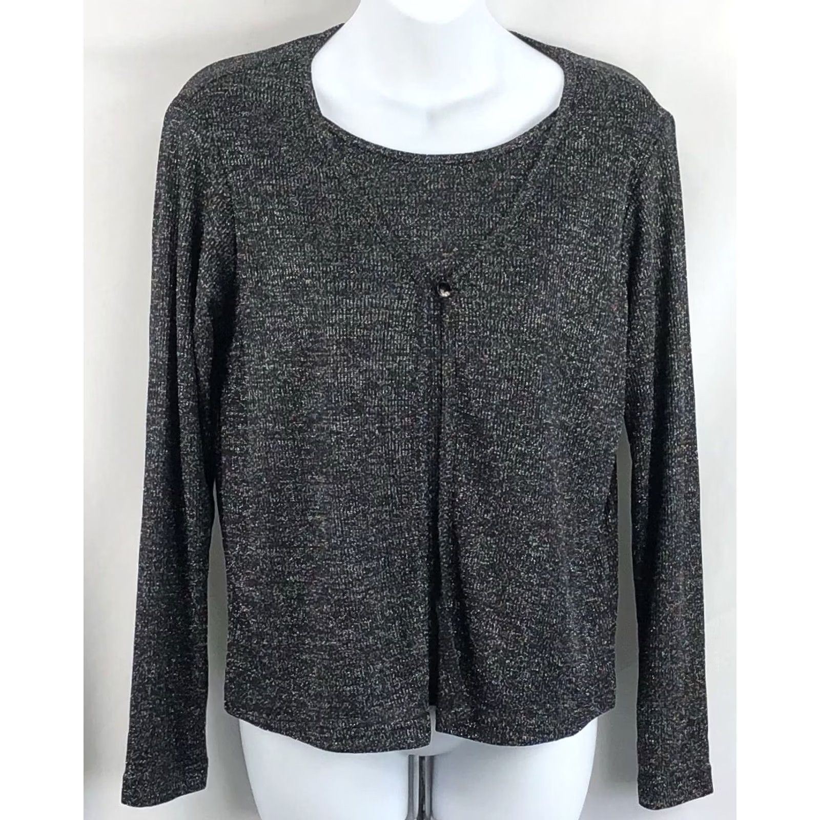 Vintage VINTAGE Jonathan Martin Cardigan Sweater Top M Black Glitter 90s Y2K Glam, Women, Sweater, Cardigan, Black Glitter Metallic 90s Y2K Glam Size M / US 6-8 / IT 42-44 - 5 Thumbnail