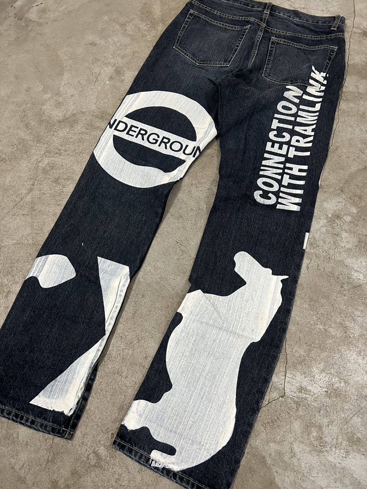 Designer × Japanese Brand × PPFM Rare! PPFM Test Print Underground Denim Pants Size US 32 / EU 48 - 4 Thumbnail