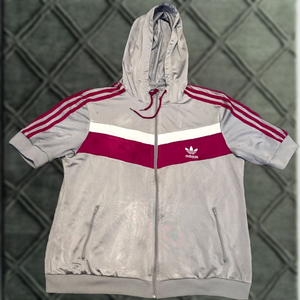 VINTAGE Adidas Short Sleeve Zip Up Jacket Purple XL 80s Unisex Adults Track Jacket