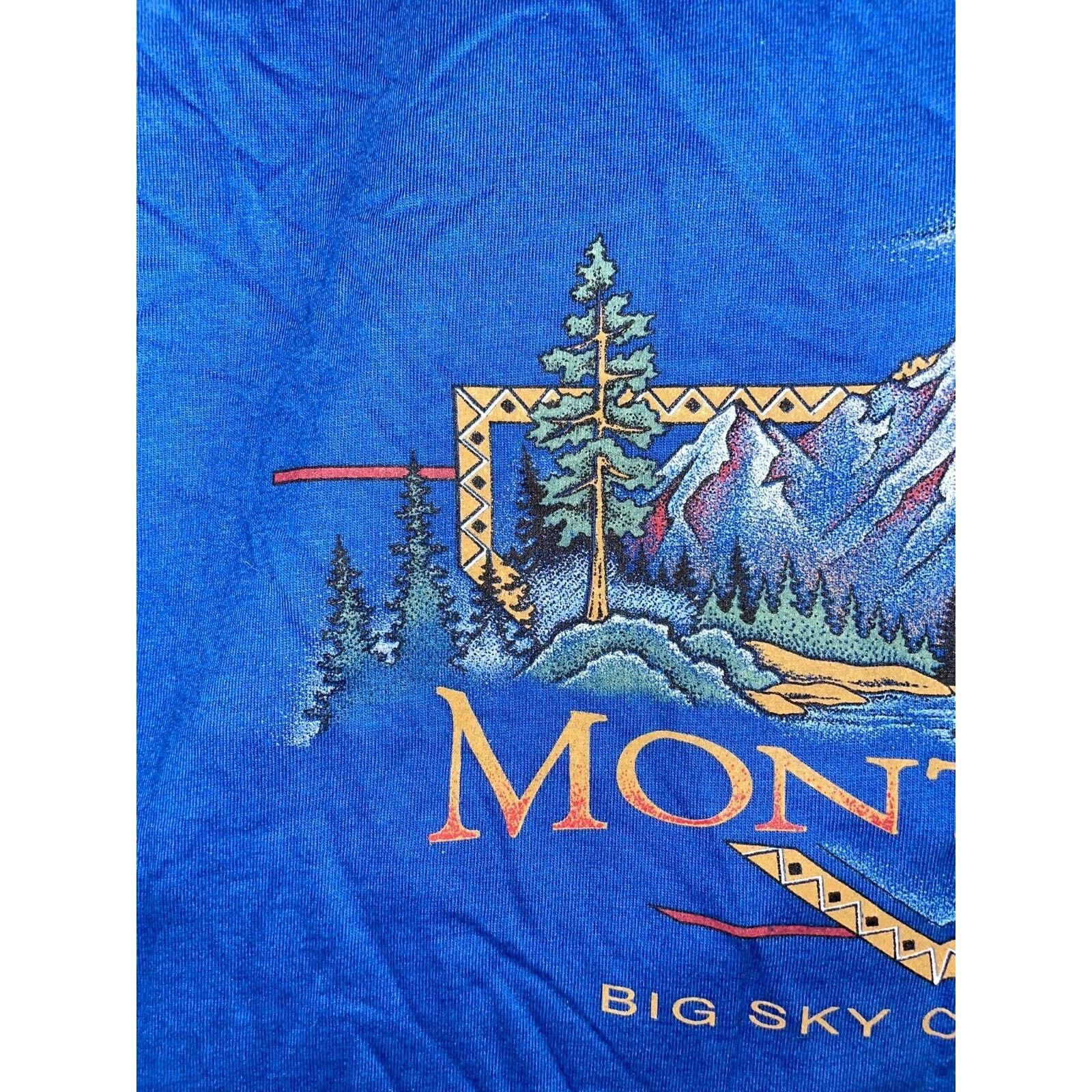 Jerzees Vintage Big Sky Country Shirt Montana Blue Tee VTG 90s Large Size US L / EU 52-54 / 3 - 3 Thumbnail