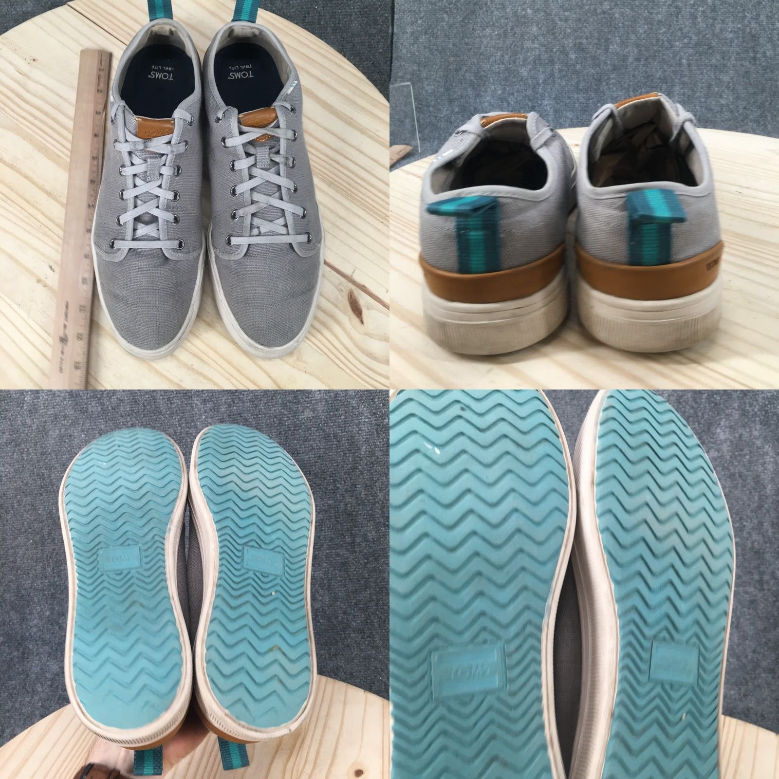 Toms Toms Shoes Mens 11.5 Trvl Lite Low Top Sneakers Lace Up Gray Canvas Shoes Velcro? Size US L / EU 52-54 / 3 - 8 Thumbnail