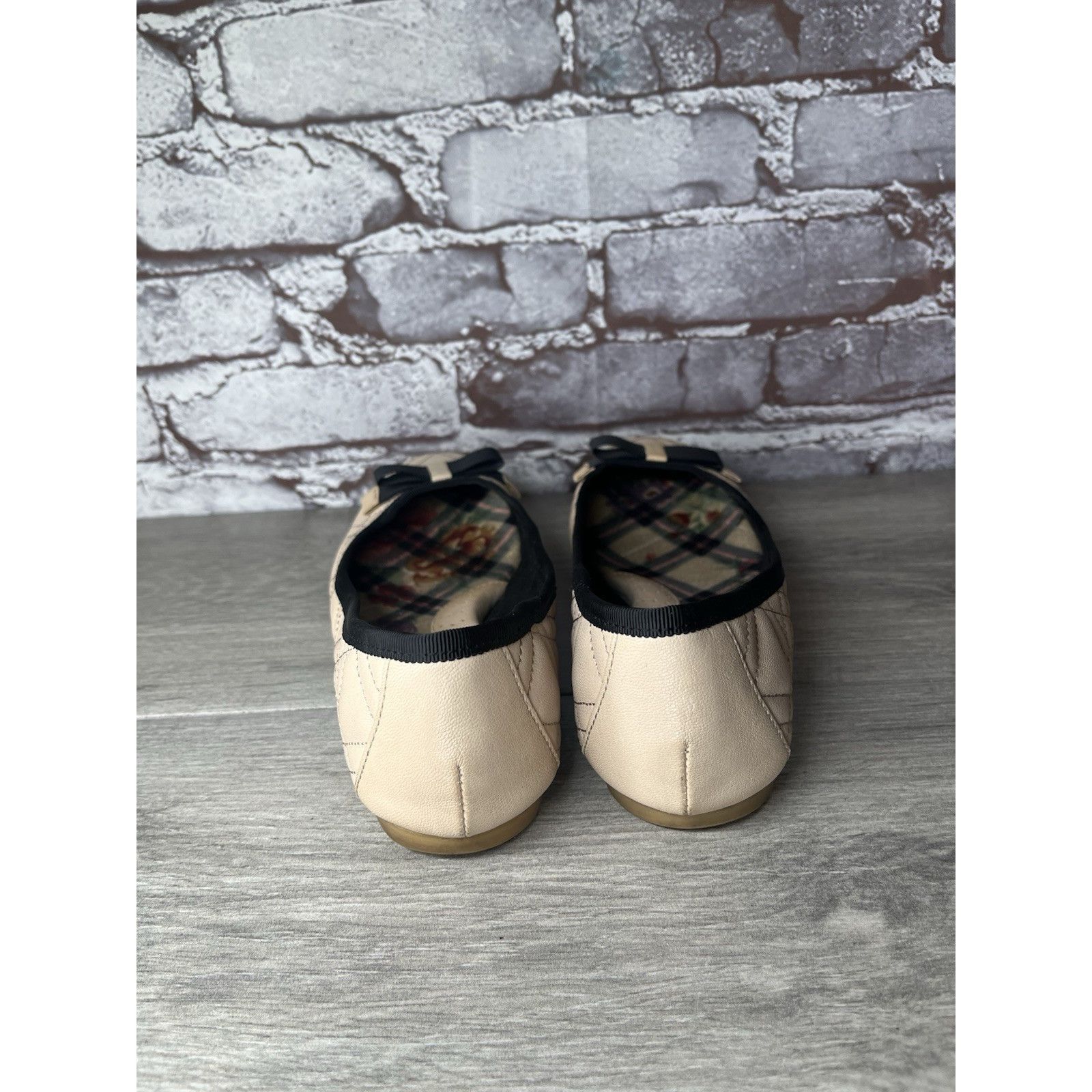 Born Born Pink Leather Black Bow Quilted Ballet Flats Shoes Women Size US 6 / IT 36 - 10 Thumbnail