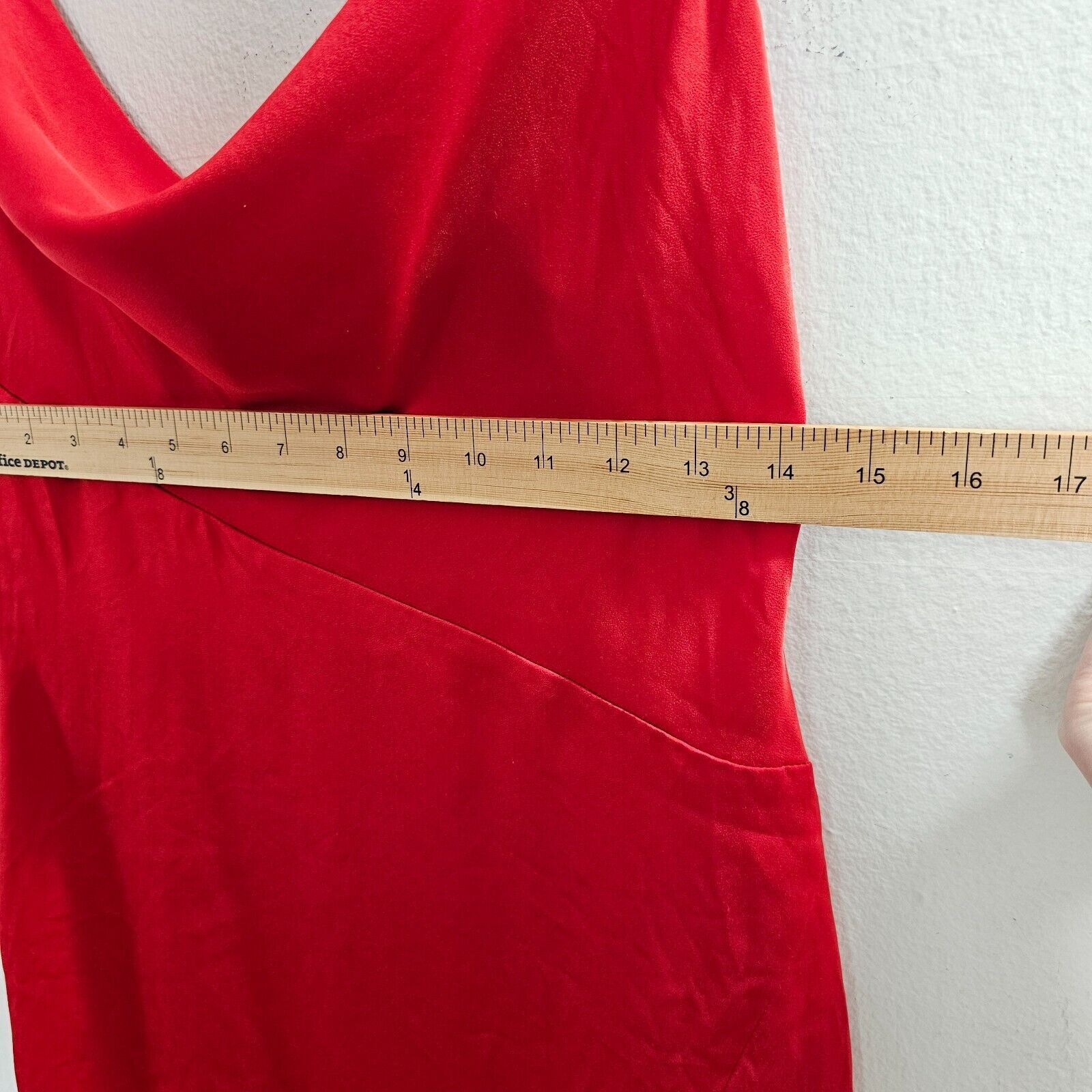 Other D&M Red Spaghetti Strap Drape Front Slit Zip Satin Dress S Size S / US 4 / IT 40 - 8 Thumbnail