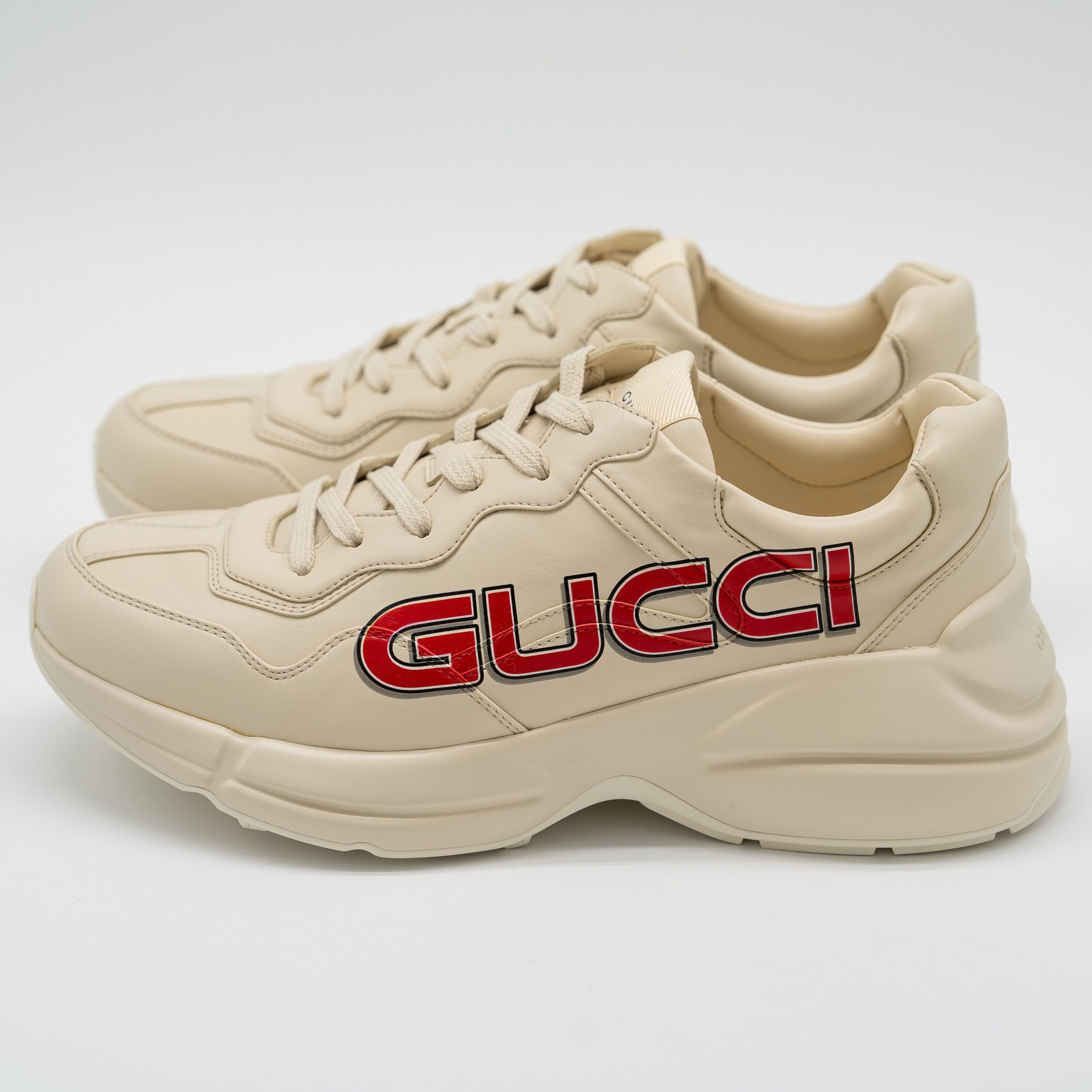 Gucci Gucci Rhyton Leather Sneaker Ivory Demetra Logo Print Red Size US 8 / EU 41 - 4 Thumbnail