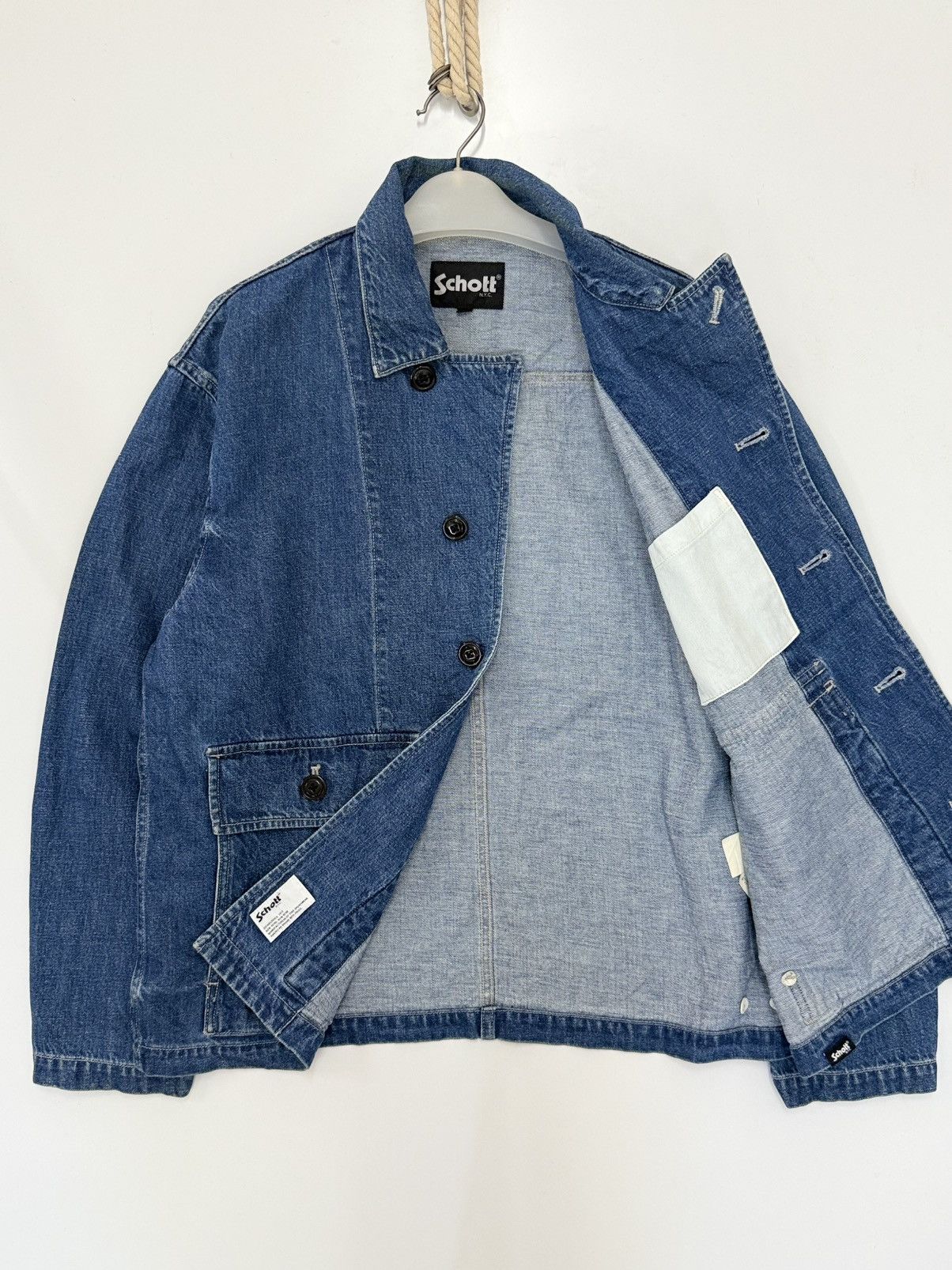 Schott 🔥 SCHOTT N.Y.C Amekaji Japan Denim Style Chore Jacket - L Size US L / EU 52-54 / 3 - 10 Thumbnail