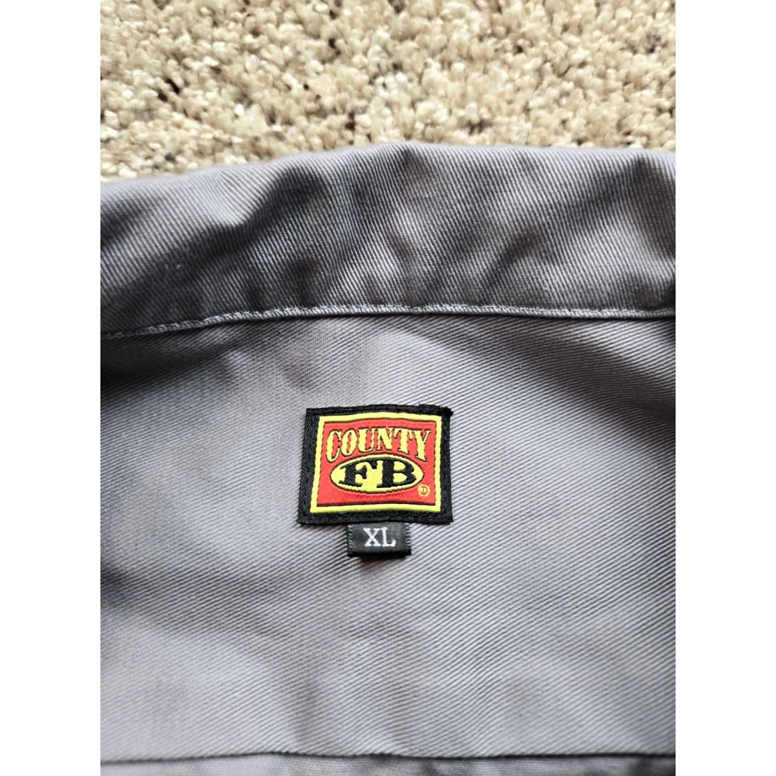 Vintage FB County Work Shirt Mens XL Gray Long Sleeve Heavyweight Twill Button Up Size US XL / EU 56 / 4 - 5 Thumbnail