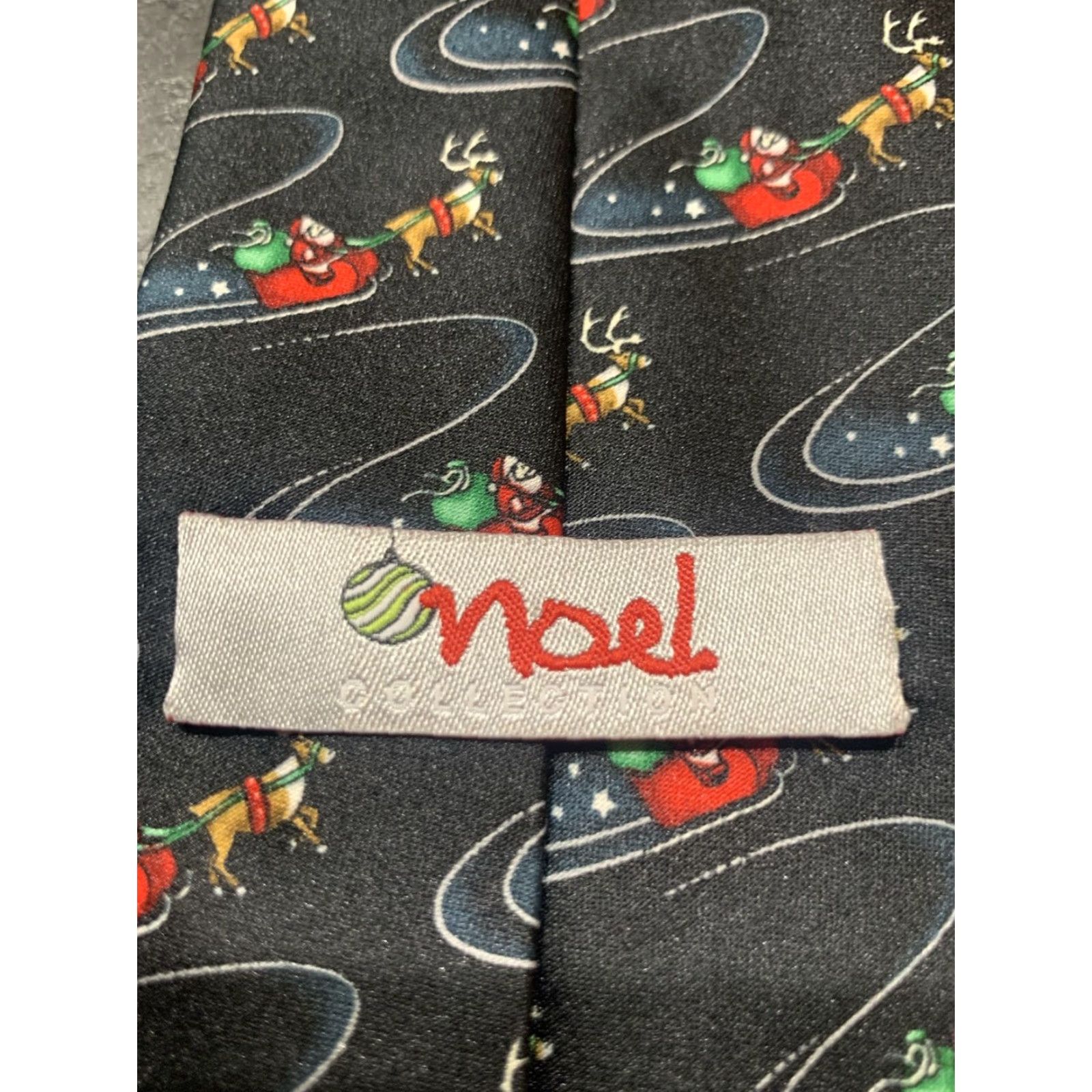 Vintage VINTAGE Noël Christmas Tie Black Santa Mens Size ONE SIZE - 6 Thumbnail