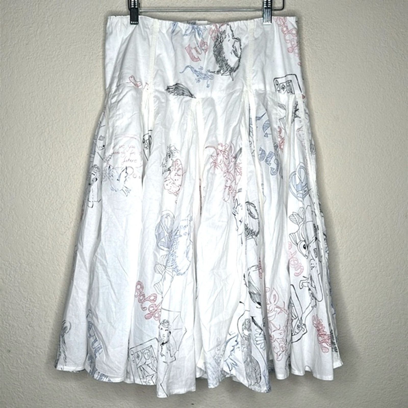 VTG 80s High Waist Midi Skirt Pop Art New Wave Puff OOAK MED