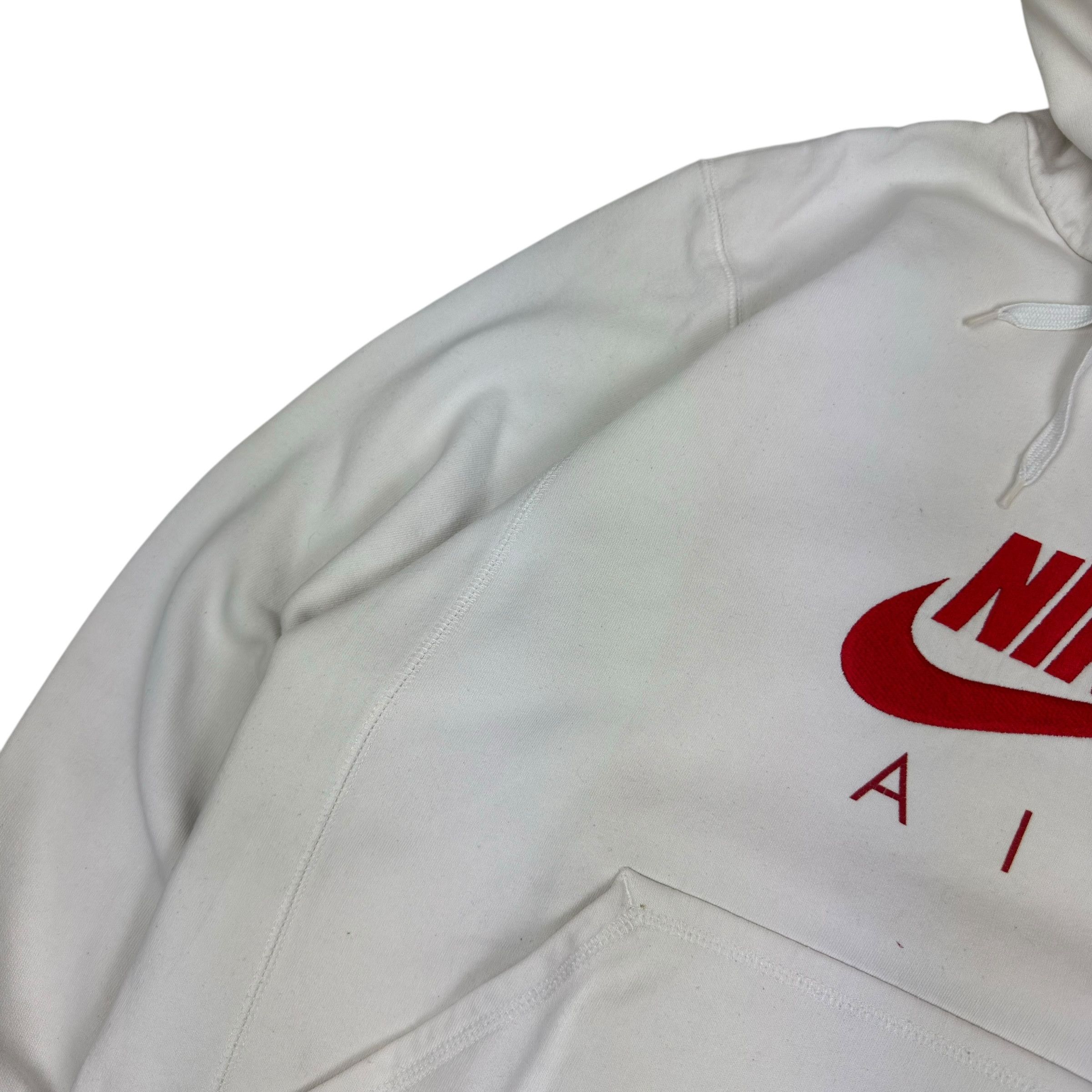 Nike Nike Air Men's White Red Logo Fleece Lined Pullover Hoodie L Size US L / EU 52-54 / 3 - 5 Thumbnail
