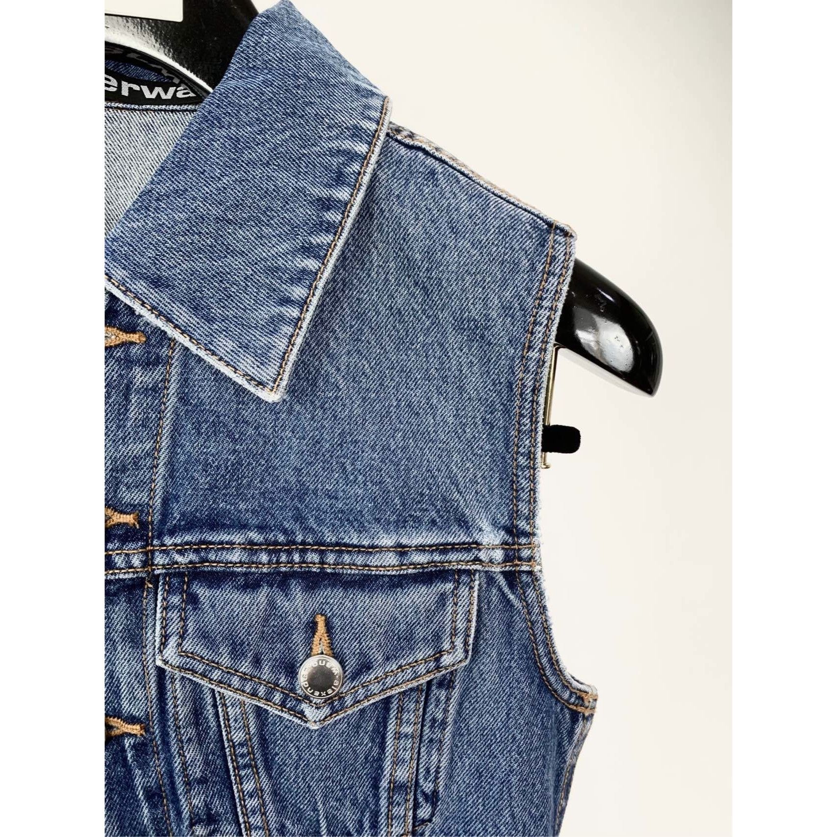 Alexander Wang Alexander Wang Womens Blue Denim Cropped Vest Jacket S Size S / US 4 / IT 40 - 3 Thumbnail