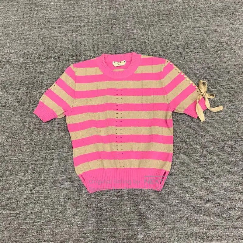 Fendi Fendi Pink Striped Cotton Women's T-Shirt . Size S / US 4 / IT 40 - 1 Thumbnail