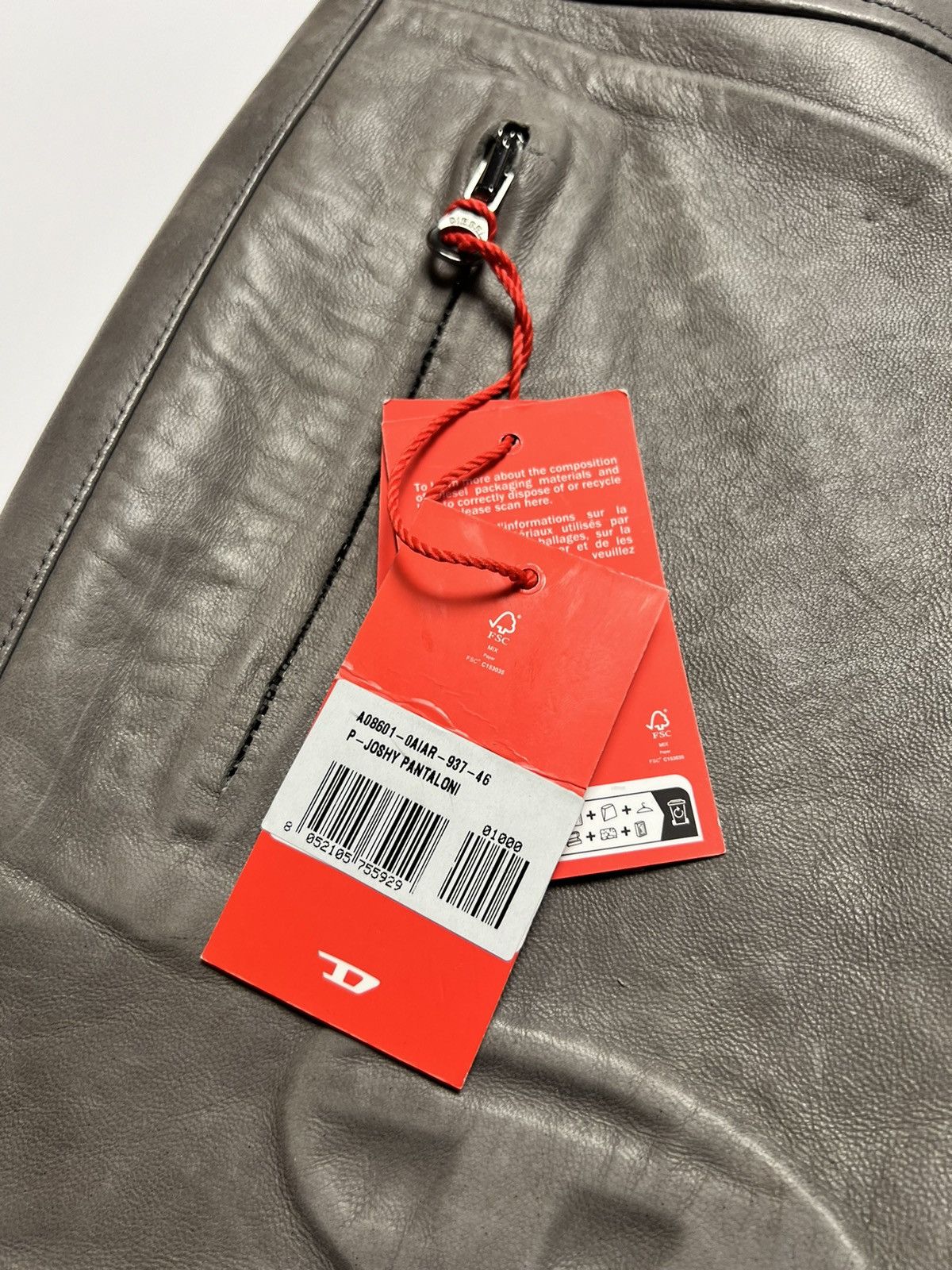 Diesel Leather P-JOSHY Pant with Trompe L' Oeil Effect Size US 31 - 9 Thumbnail