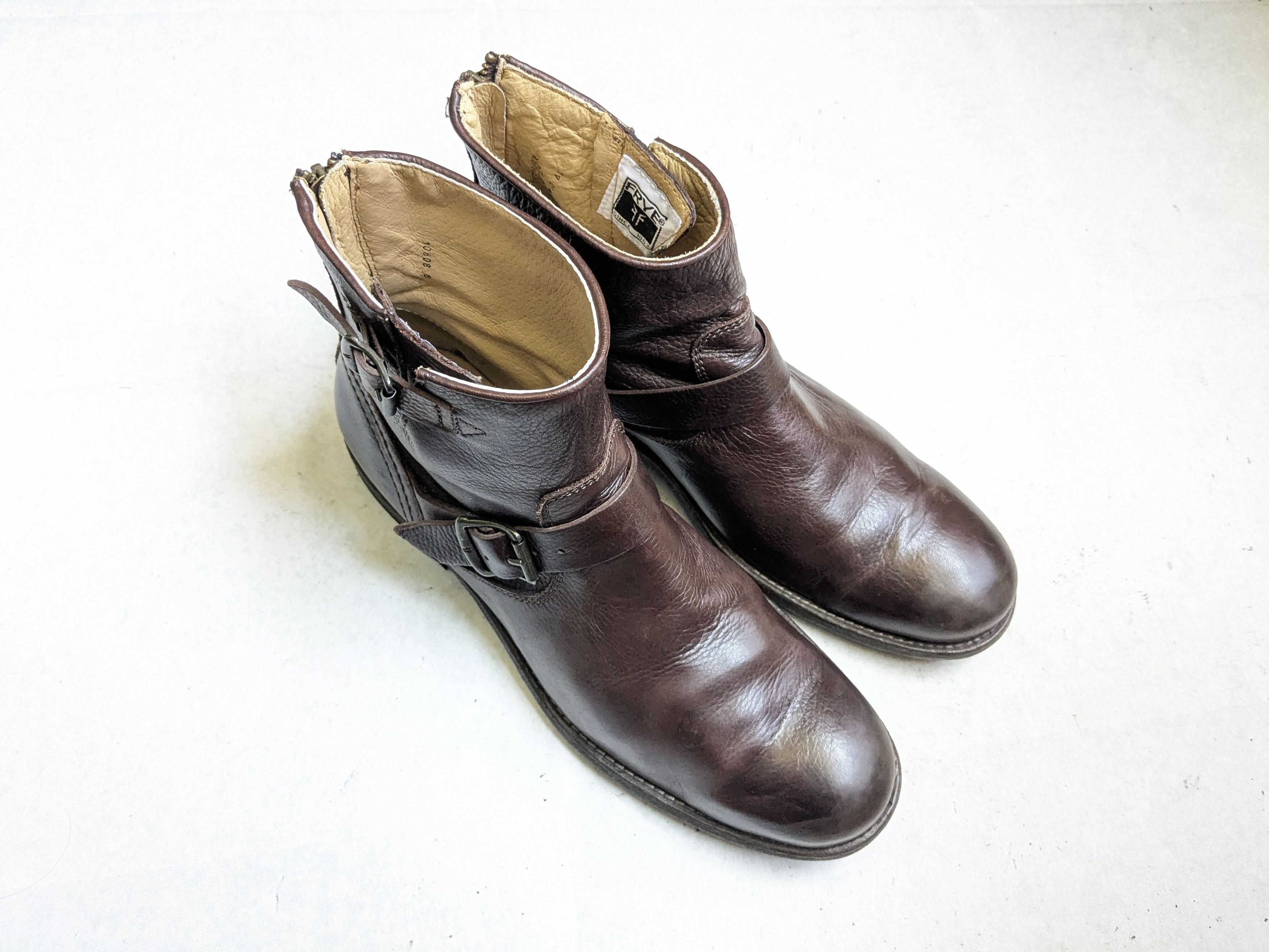 Frye Frye Engineer Boots Brown Leather 10 D Leather Buckle Size US 10 / EU 43 - 4 Thumbnail