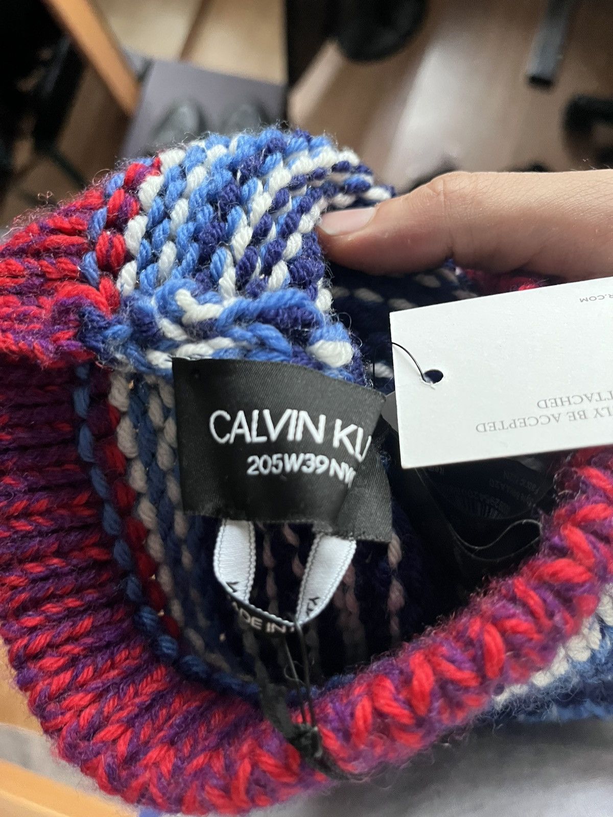 Calvin Klein 205W39NYC Blue Striped Wool Balaclava Size ONE SIZE - 5 Thumbnail
