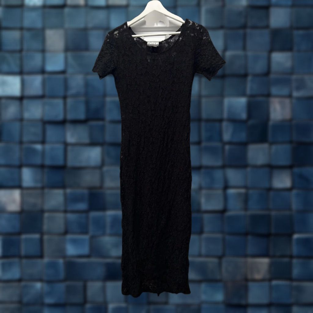 Vintage VINTAGE Michi Collection Iconic Black Floral Lace Evening Dress Womens Sheath Long Sleeve M Black Floral Lace Party Wedding Formal Size M / US 6-8 / IT 42-44 - 1 Thumbnail