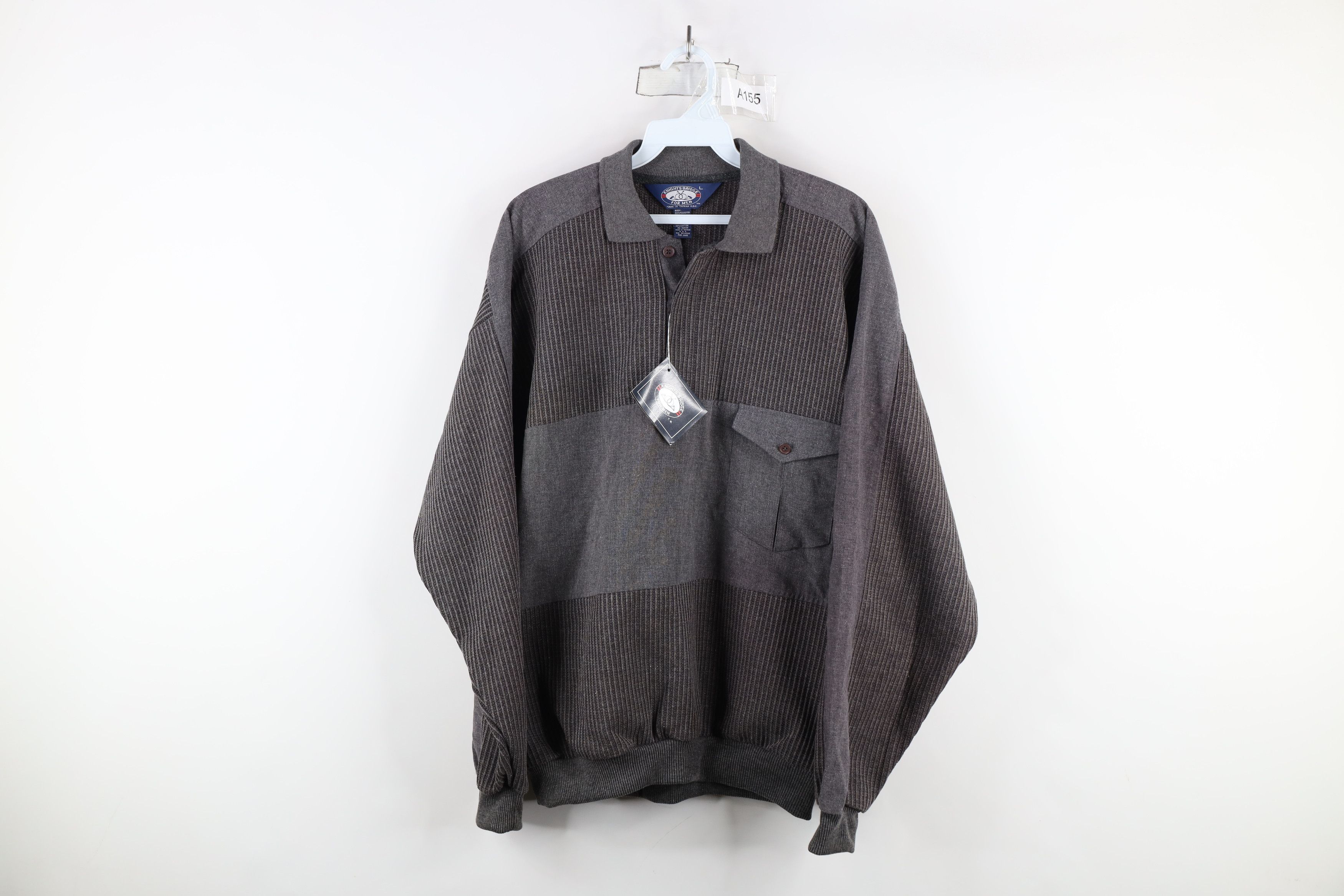 Vintage Deadstock Vintage 90s Streetwear Ribbed Knit Pullover Polo Size US L / EU 52-54 / 3 - 1 Thumbnail
