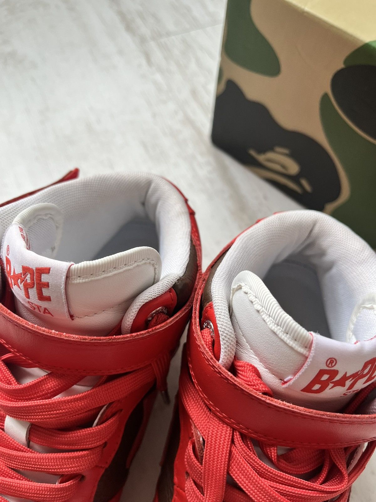 Bape A Bathing Ape Bape Sta Mid Red White Brown Sneakers US 10 Size US 10 / EU 43 - 11 Thumbnail