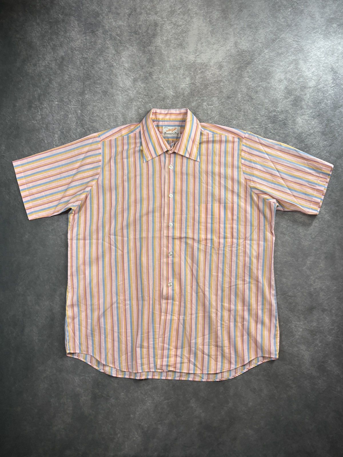 Vintage Vintage Shortsleeve Shirt 1970s 1980s Vertical Striped Funky Size US L / EU 52-54 / 3 - 3 Thumbnail