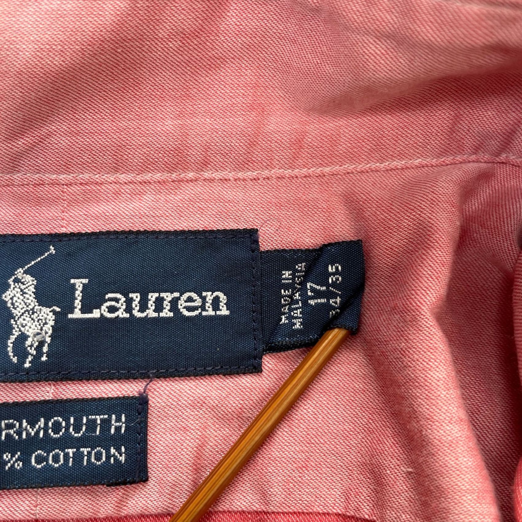 Ralph Lauren VINTAGE Ralph Lauren Shirt Mens Pink Dress Oxford Chambray Yarmouth Pony Logo 17 Size 46R - 4 Thumbnail