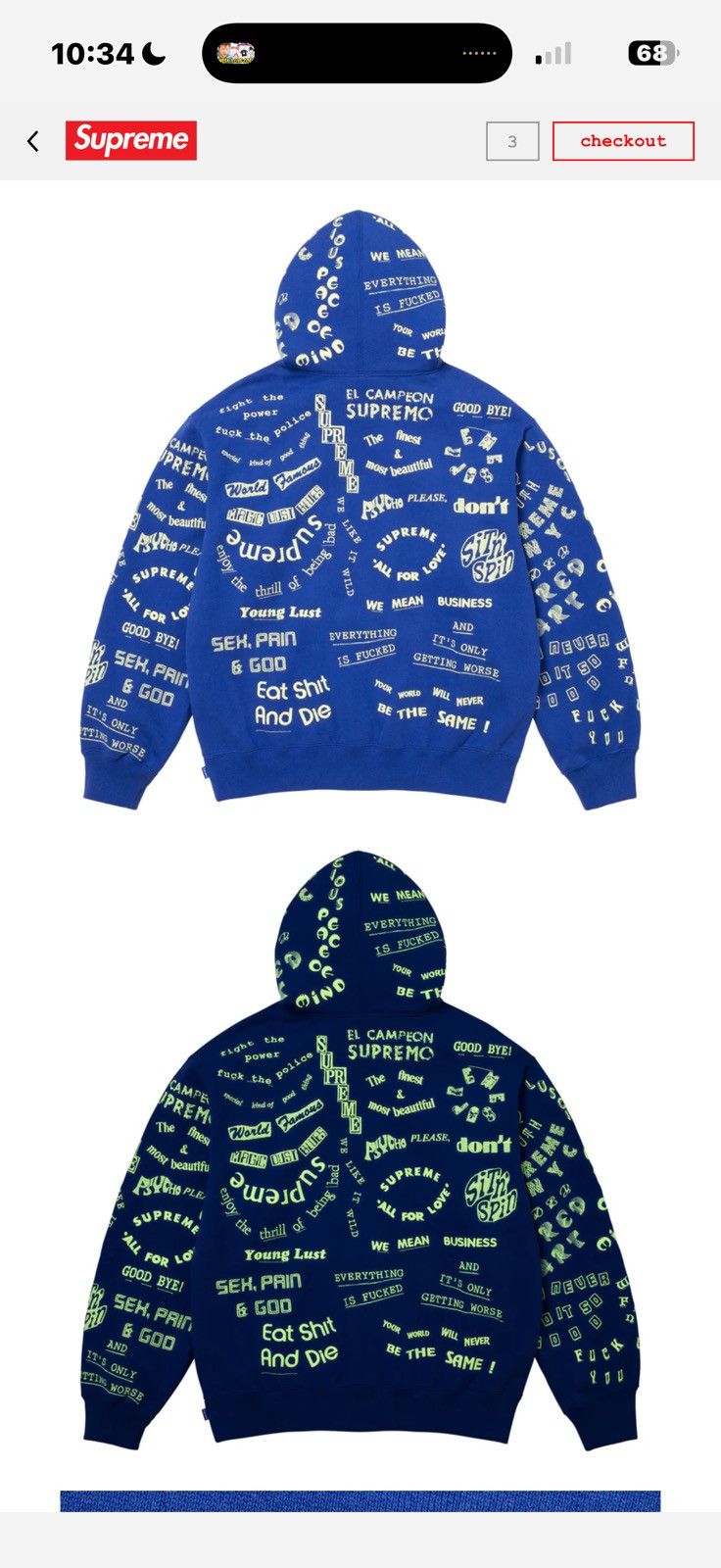 Supreme Supreme deadly glow in the dark blue hoodie small Size US S / EU 44-46 / 1 - 2 Thumbnail