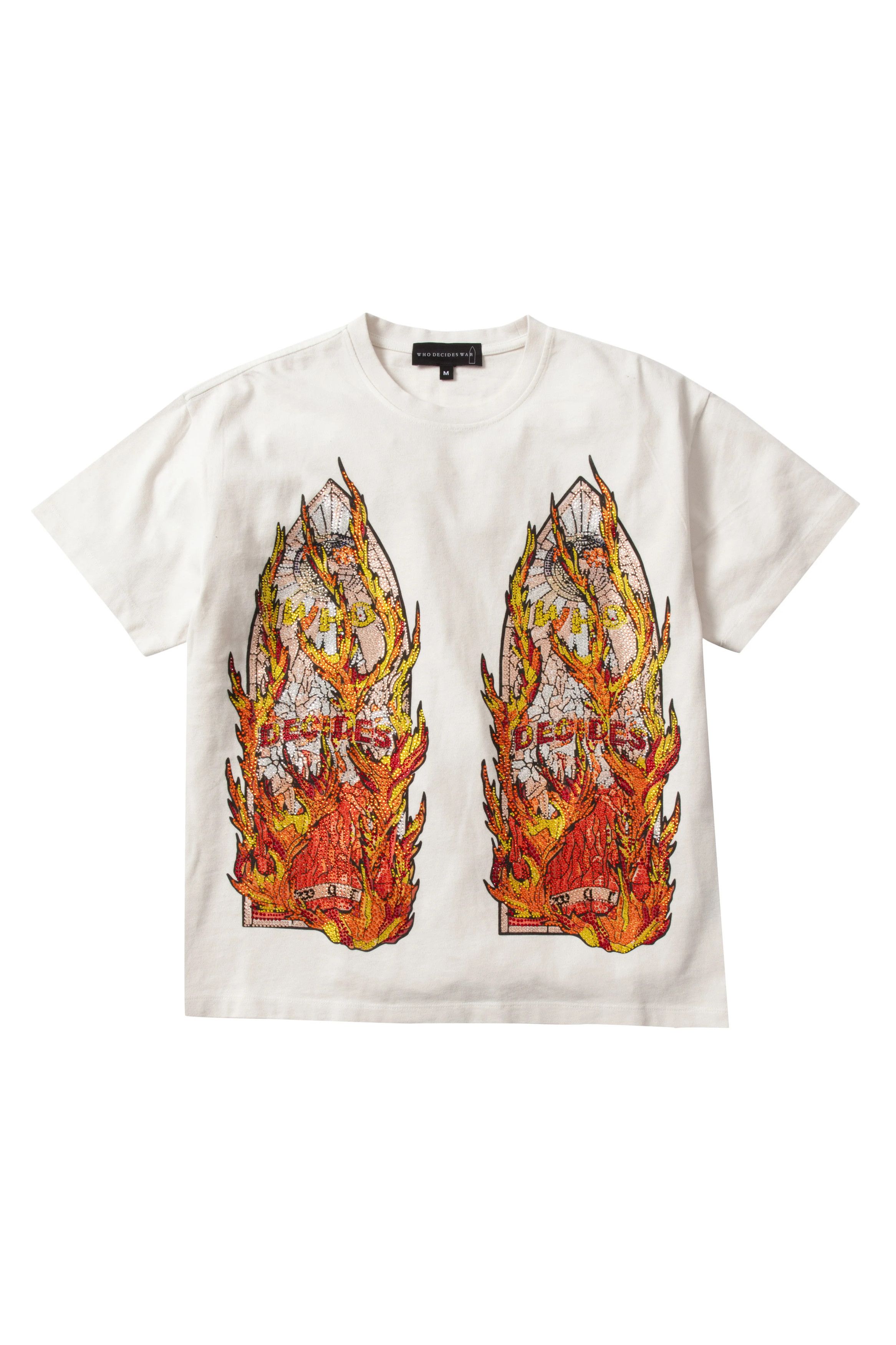 Who Decides War Who Decides War 'Flame Glass' White Rhinestone Tee Size US XXL / EU 58 / 5 - 1 Preview