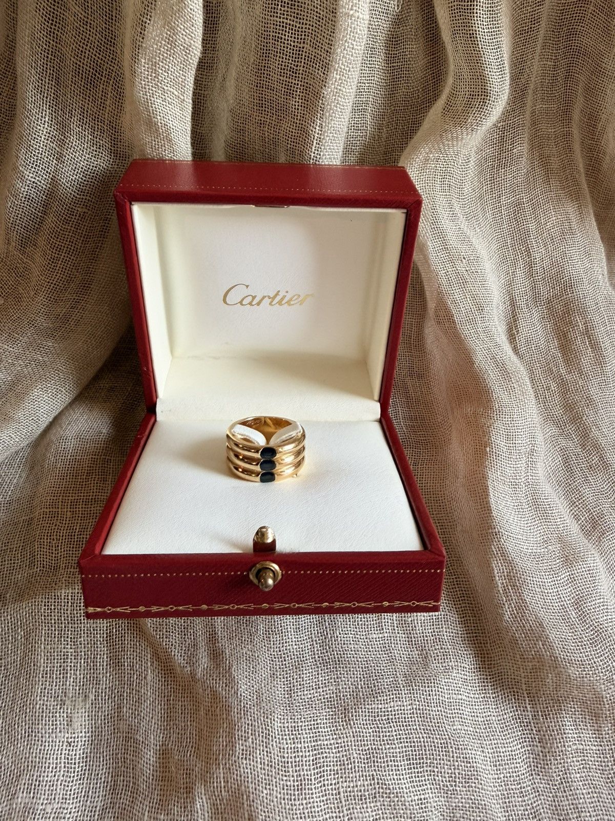 Cartier Cartier Vintage Ellipse 3Row Sapphire Ring (18K Yellow Gold) Size ONE SIZE - 1 Thumbnail