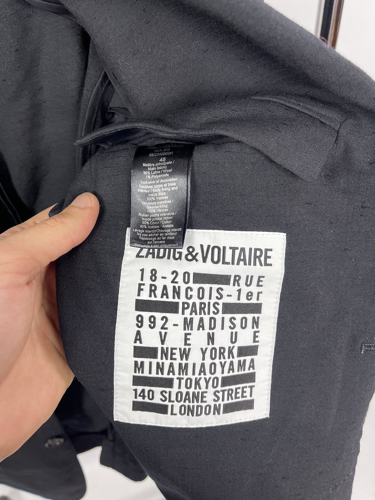 Zadig & Voltaire Zadig & Voltaire Mens Black Blazer Jacket Size 48 (M) Wool Size 48R - 5 Thumbnail
