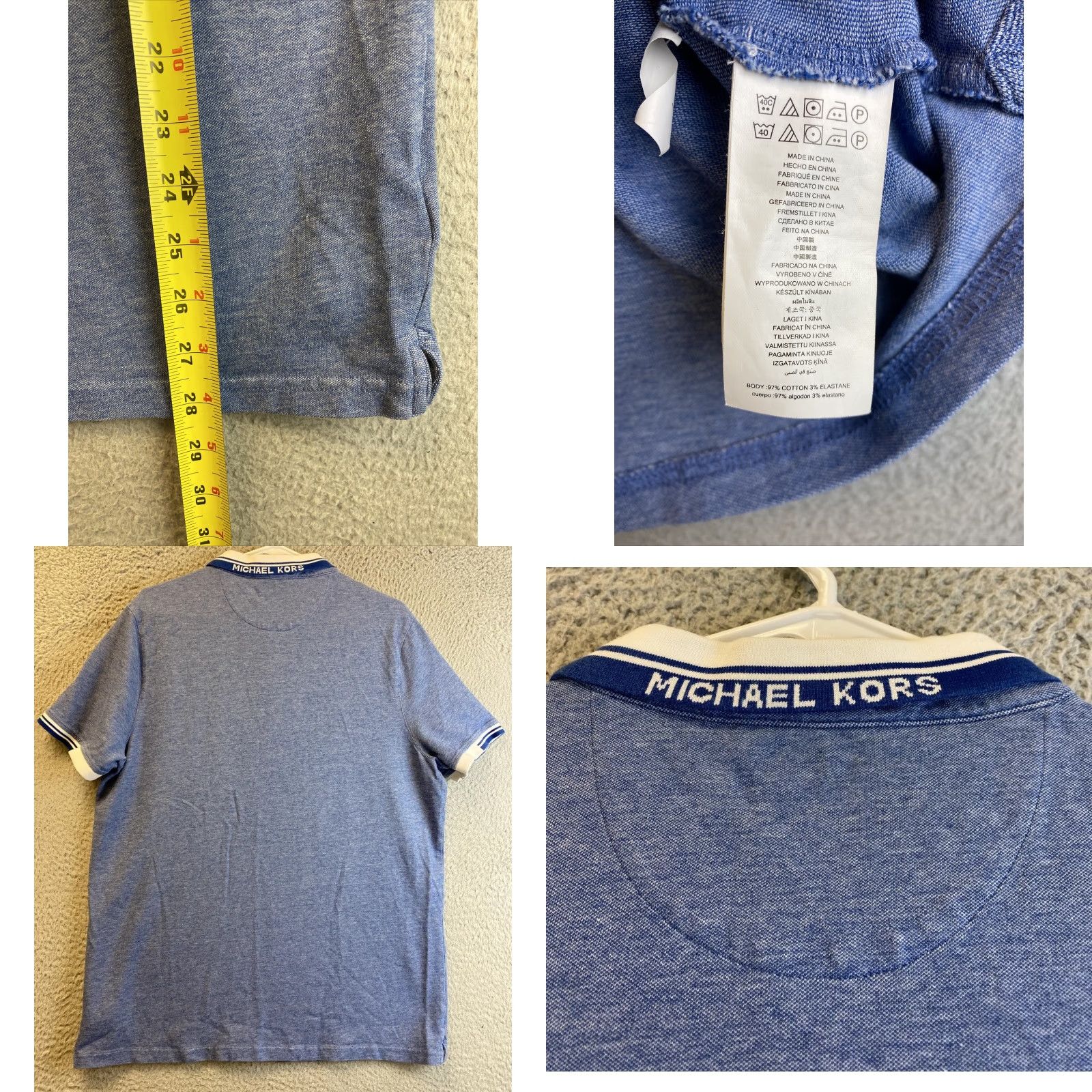 Banana Republic Michael Kors Mens Polo Shirt Large Short Sleeve Blue Cotton Casual Formal Golf Tennis 33-68 Size US L / EU 52-54 / 3 - 8 Thumbnail