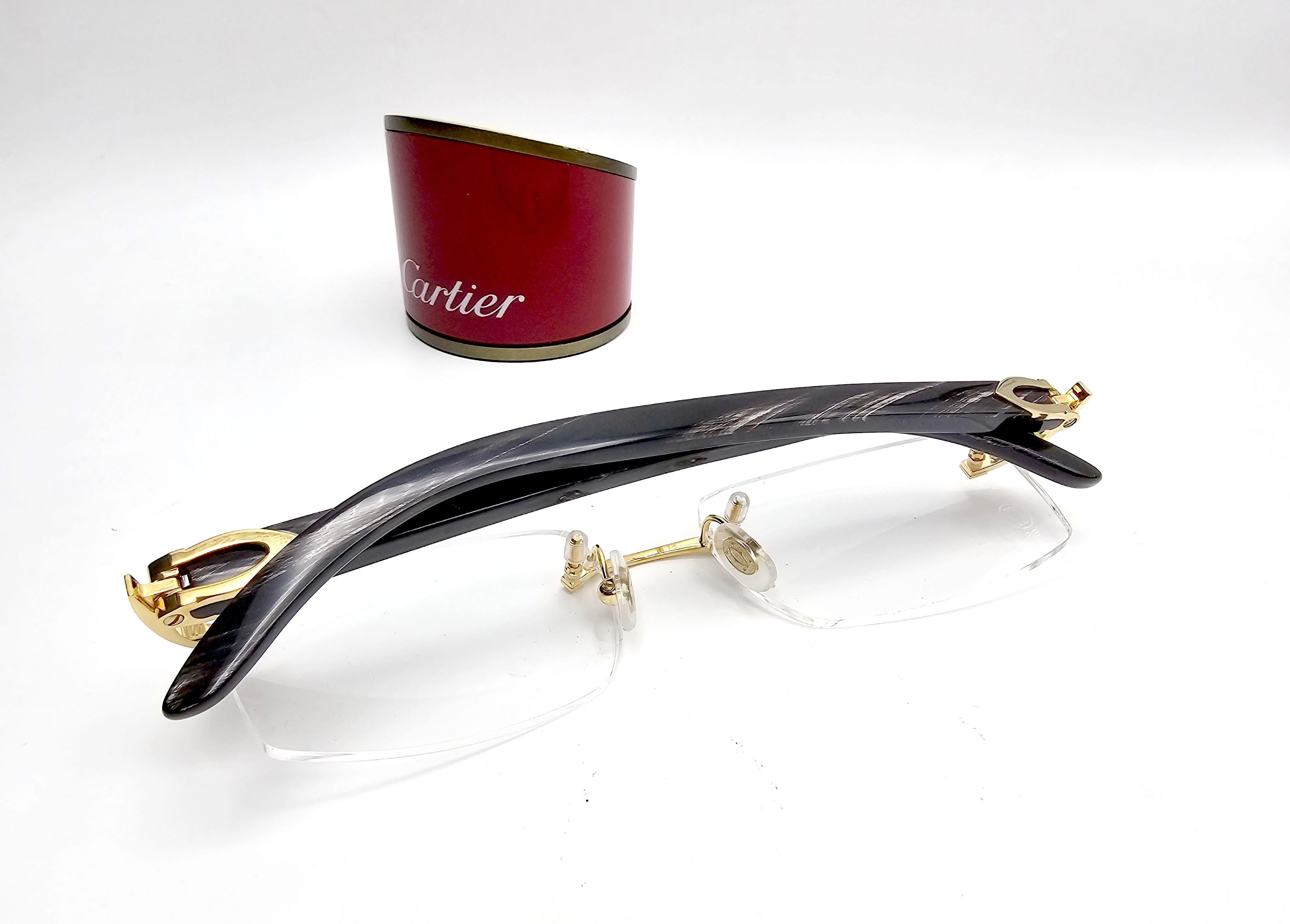 Cartier NEW! Cartier Black Buffalo Horn Glasses CT00490 Size ONE SIZE - 4 Thumbnail