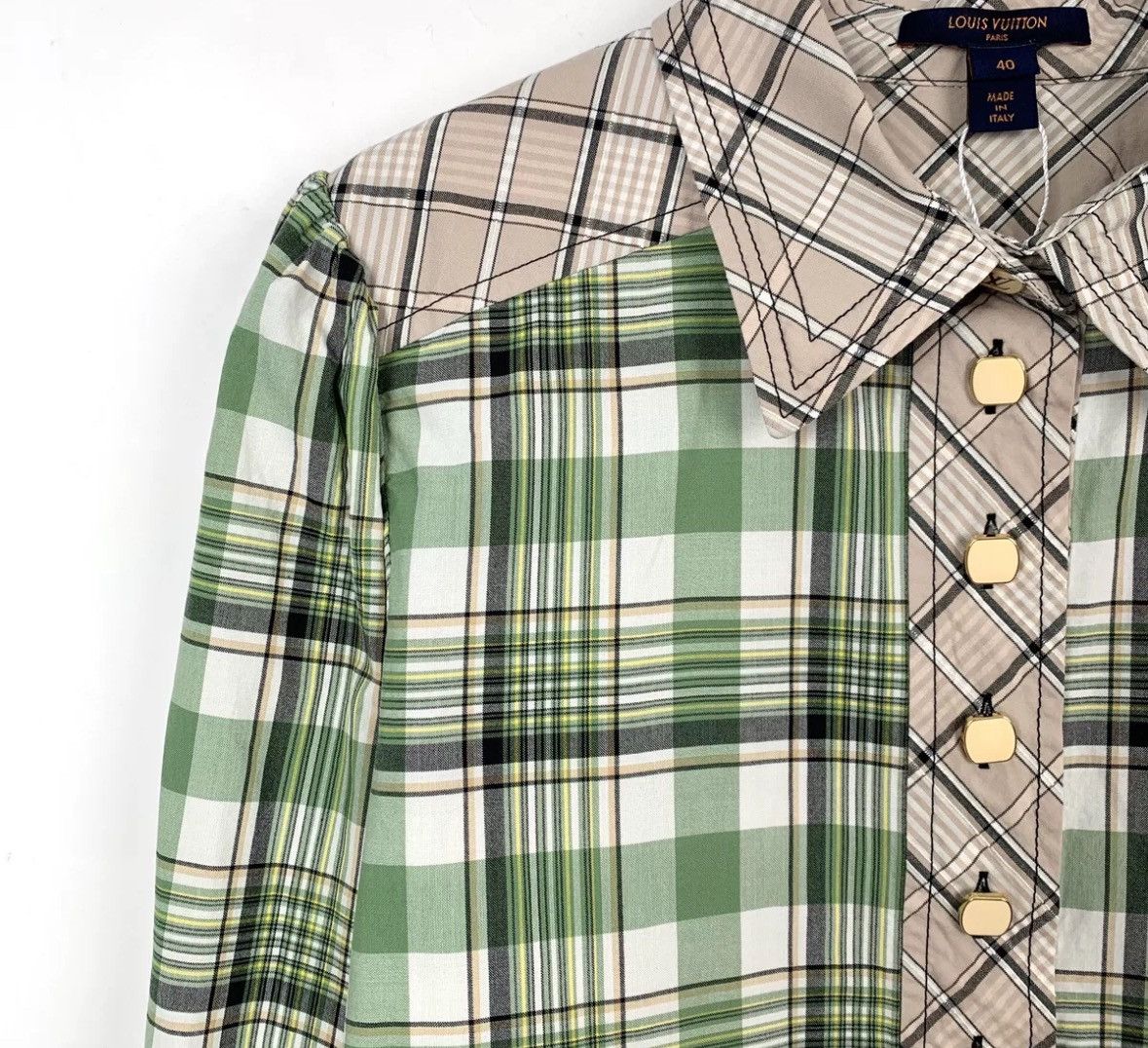 Louis Vuitton Louis Vuitton LV green checkered cotton long sleeved shirt Size US M / EU 48-50 / 2 - 3 Thumbnail
