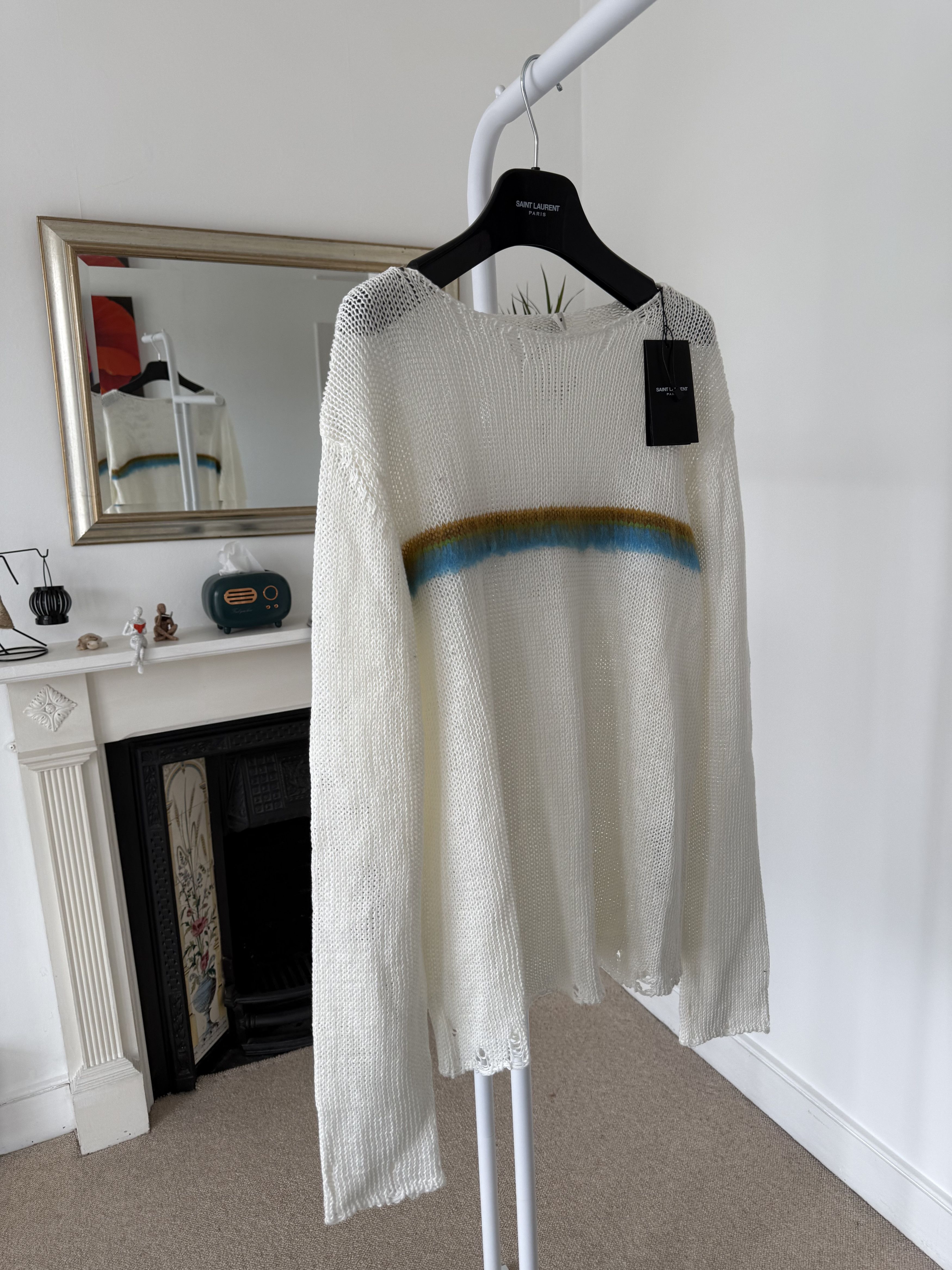 Saint Laurent Paris Saint Laurent Destroyed Mohair Striped Sweater Size US M / EU 48-50 / 2 - 2 Thumbnail
