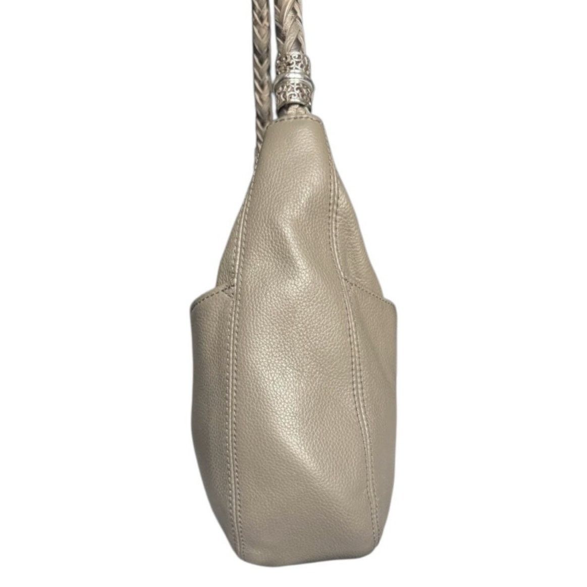 Brighton Brighton Tan/Gray Leather Shoulder Bag Purse Size ONE SIZE - 4 Thumbnail