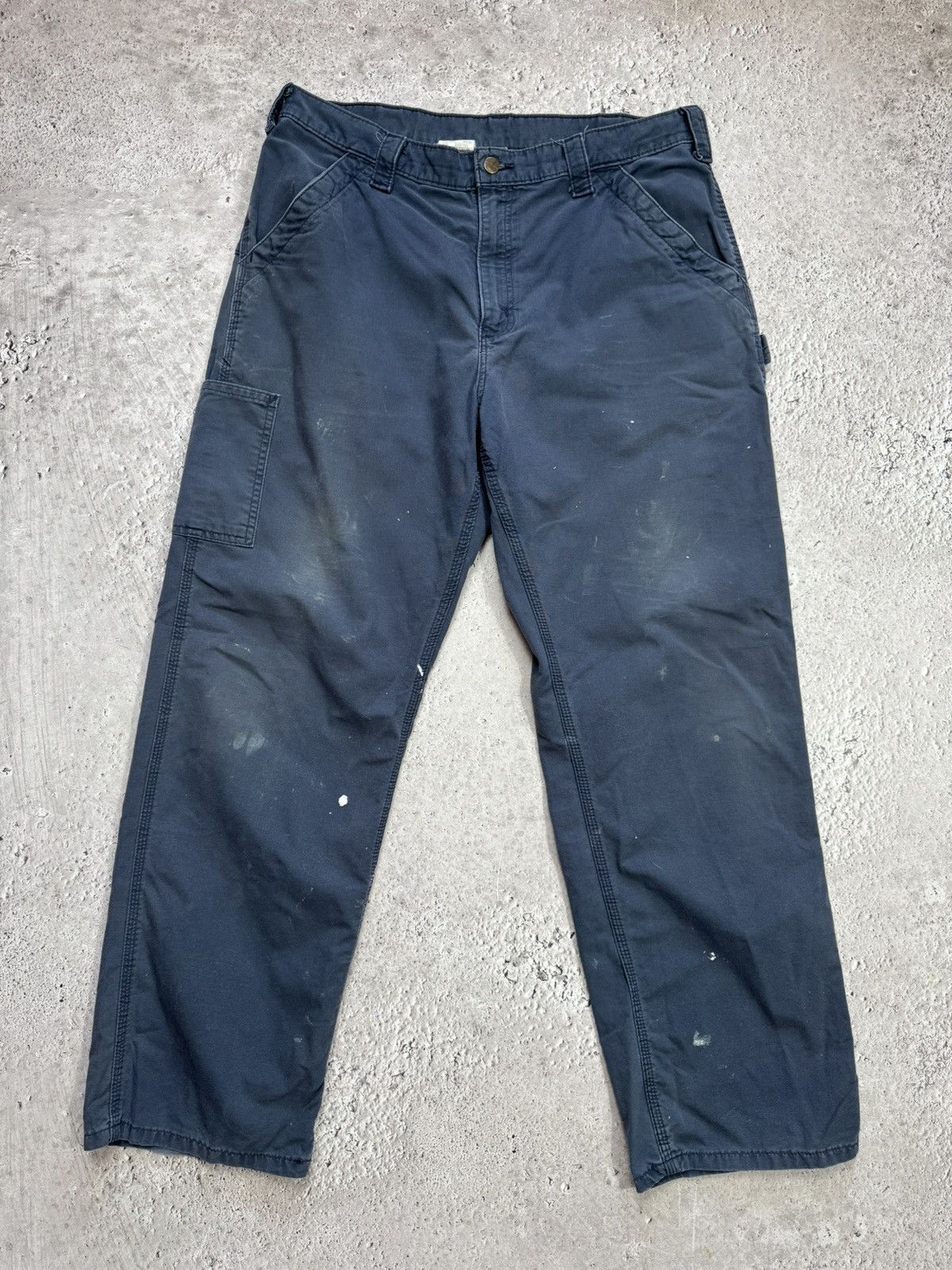 Carhartt Carhartt Distressed Carpenter Work Pants Navy Blue 36x32 Size US 36 / EU 52 - 9 Thumbnail
