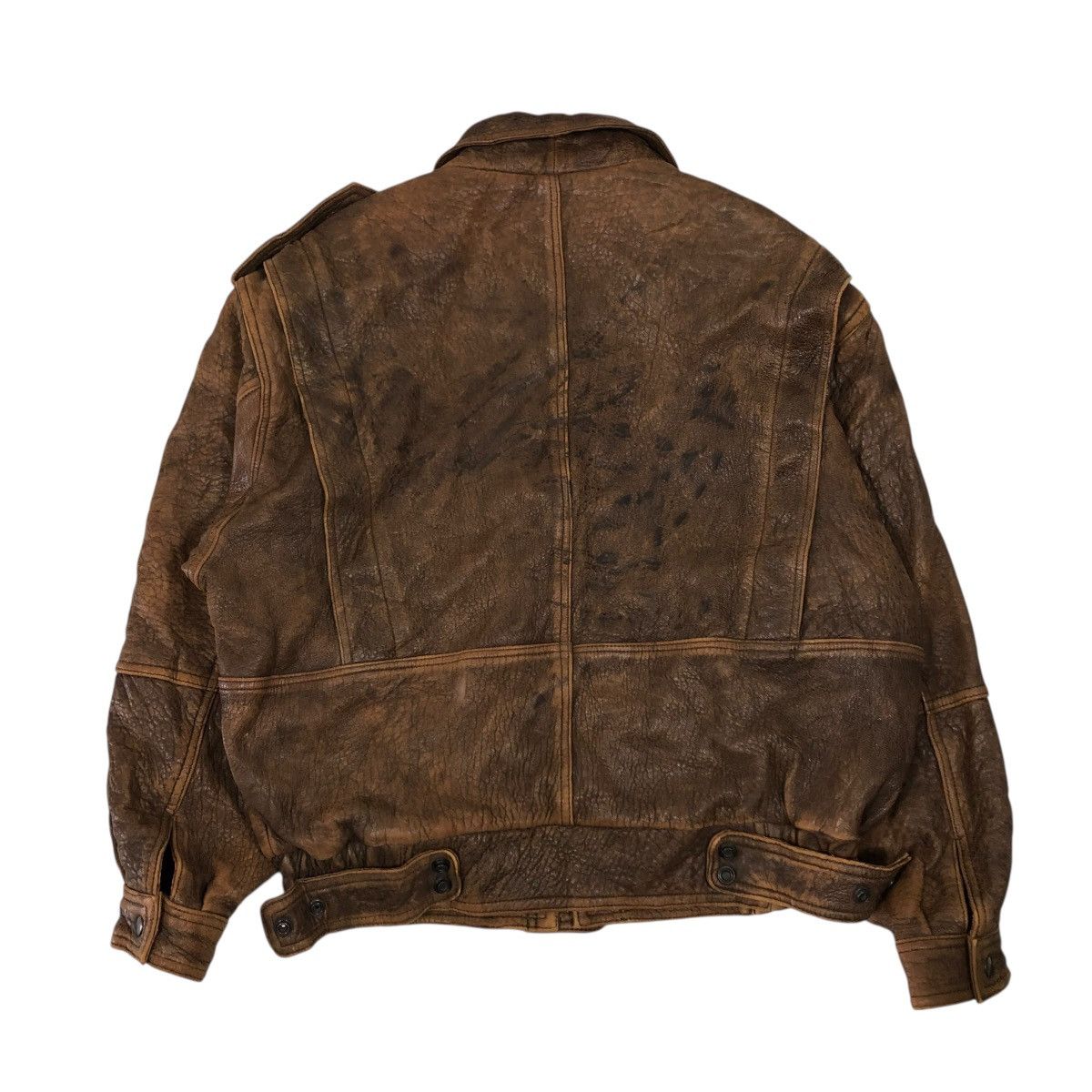 Vintage 🔥VINTAGE FLY LEATHER JACKET BIKER UNBRANDED ISSEY MIYAKE Size US L / EU 52-54 / 3 - 2 Thumbnail